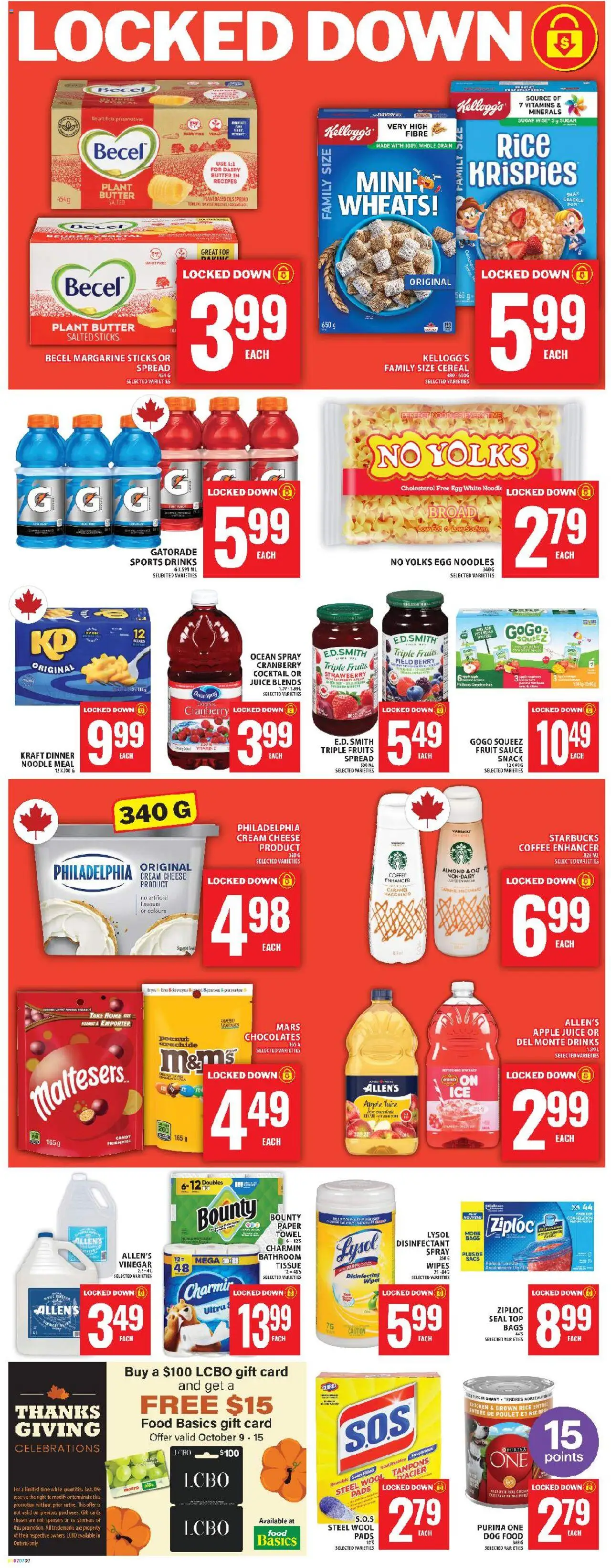 Food Basics flyer valid from 09.10.2025 | Page: 12 | Products: Rice, Cream, Butter, Juice