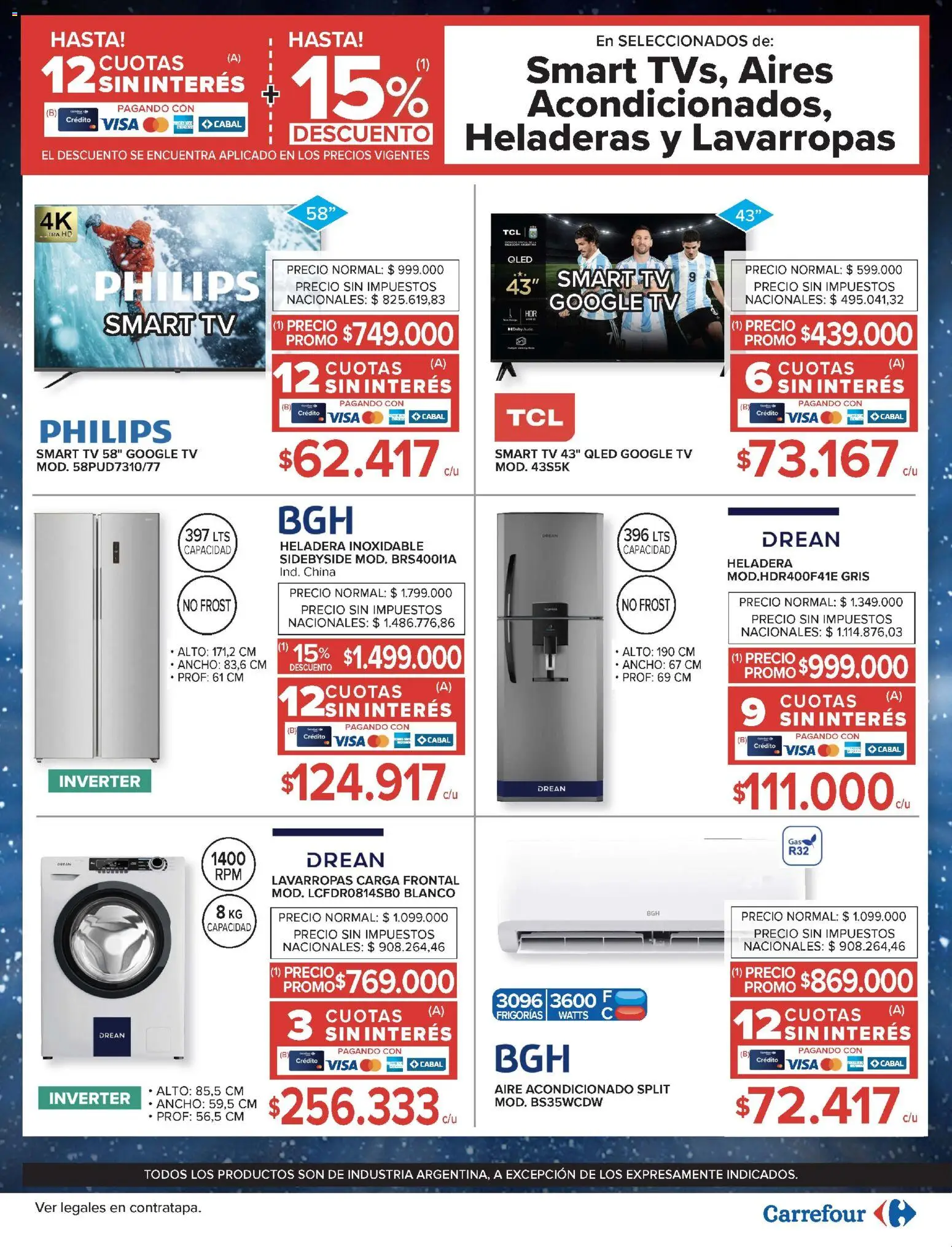 Carrefour ofertas │ válido desde el 08.04.2026 | Página: 25 | Productos: Aire acondicionado, Lavarropas, Heladera