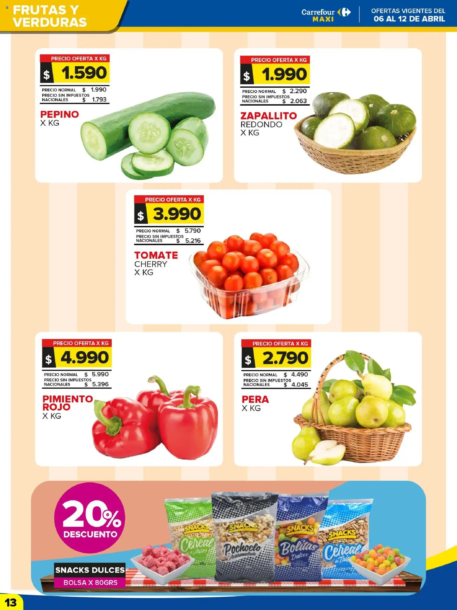 Carrefour Maxi catálogo │ válido desde el 06.04.2026 | Página: 13 | Productos: Bolsa, Pera, Tomate, Pimiento