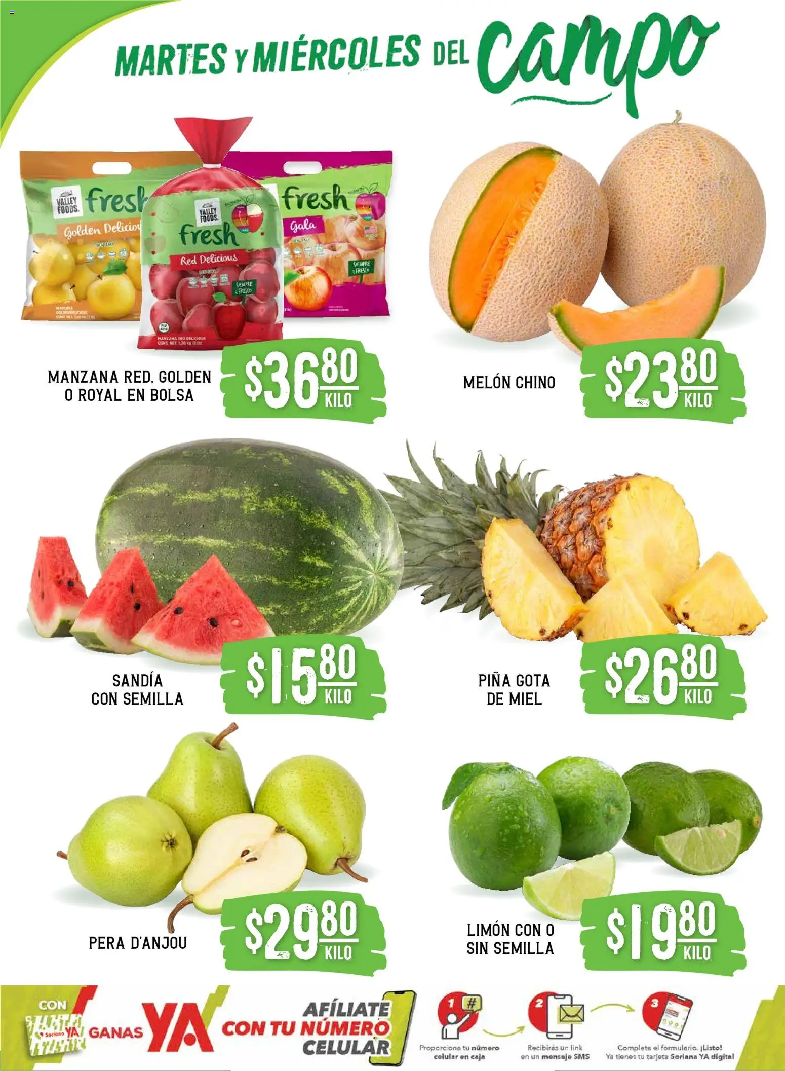 Nuevas ofertas de Soriana válidas en toda la República Mexicana desde el 18.11.2025. ¡Encuentra las mejores ofertas en Soriana - Martes y Miércoles del Campo Súper: Saltillo y Torreón! | Página: 2 | Productos: Pera, Melón, Manzana, Caja