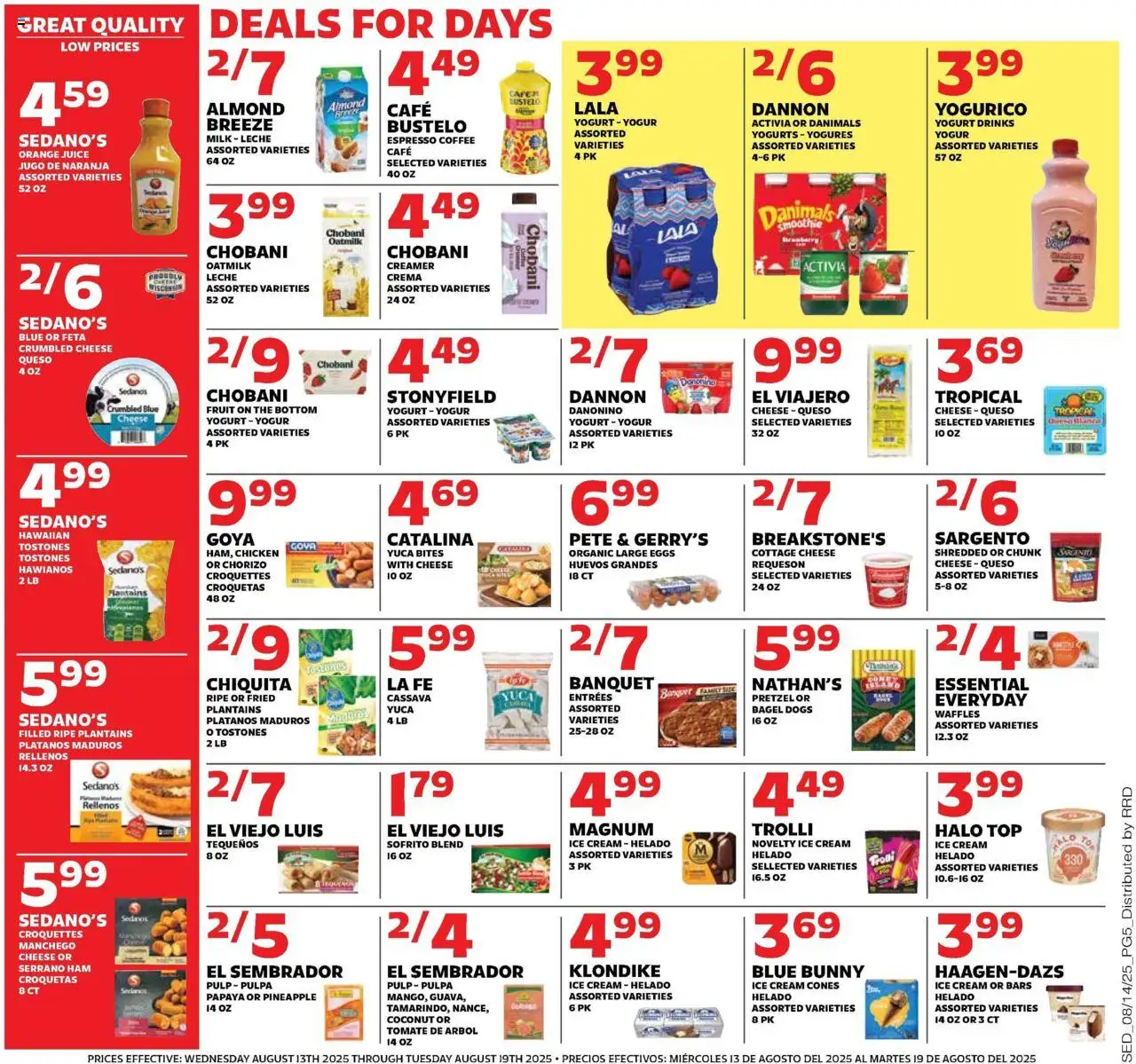 Sedano's Weekly Ad - valid from 13.08.2025 | Page: 5 | Products: Milk, Eggs, Juice, Ice cream
