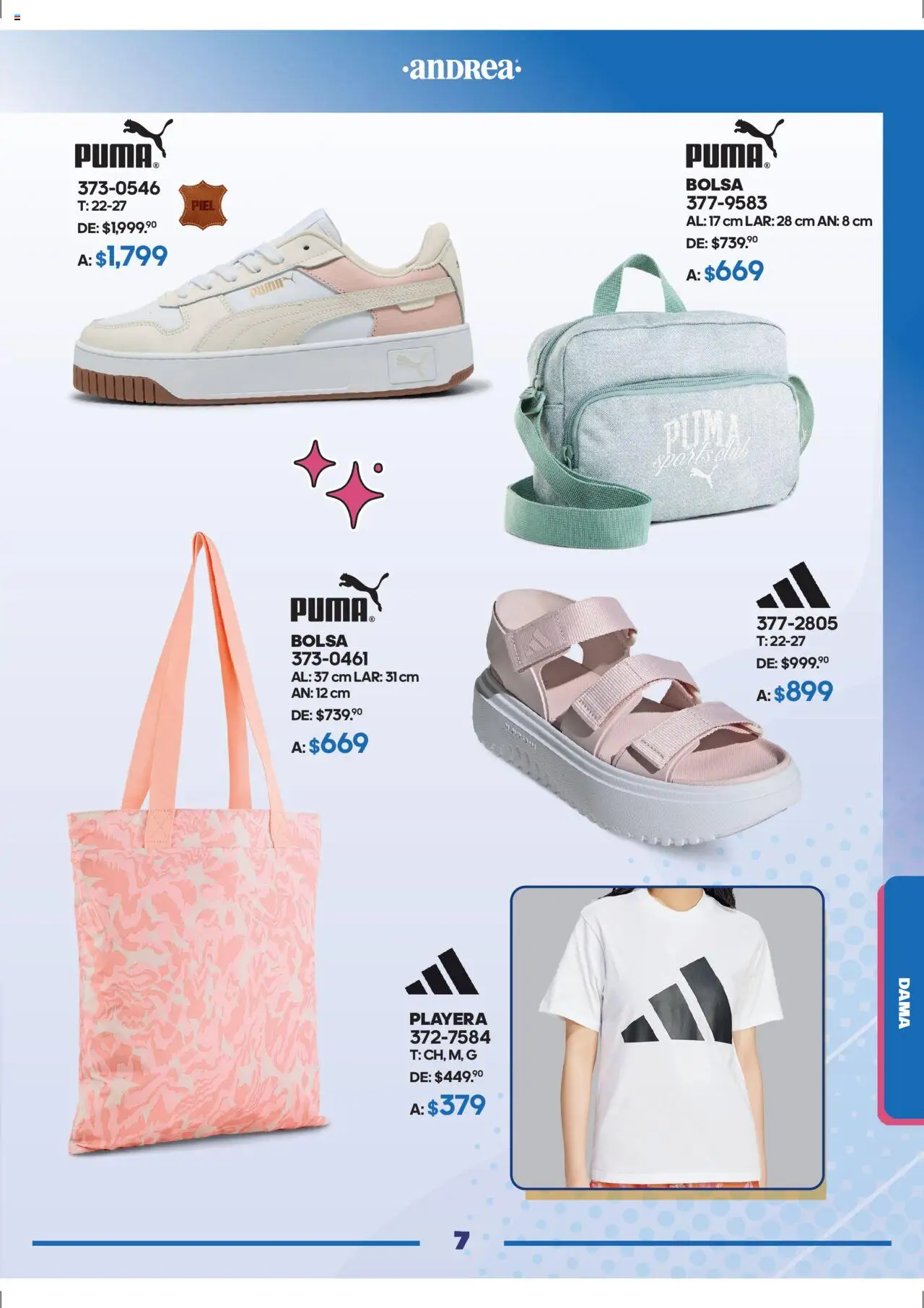 Nuevas ofertas de Andrea válidas en toda la República Mexicana desde el 28.09.2025. ¡Encuentra las mejores ofertas en Andrea - Catálogo Andrea Fest! | Página: 7 | Productos: Bolsa, Playera