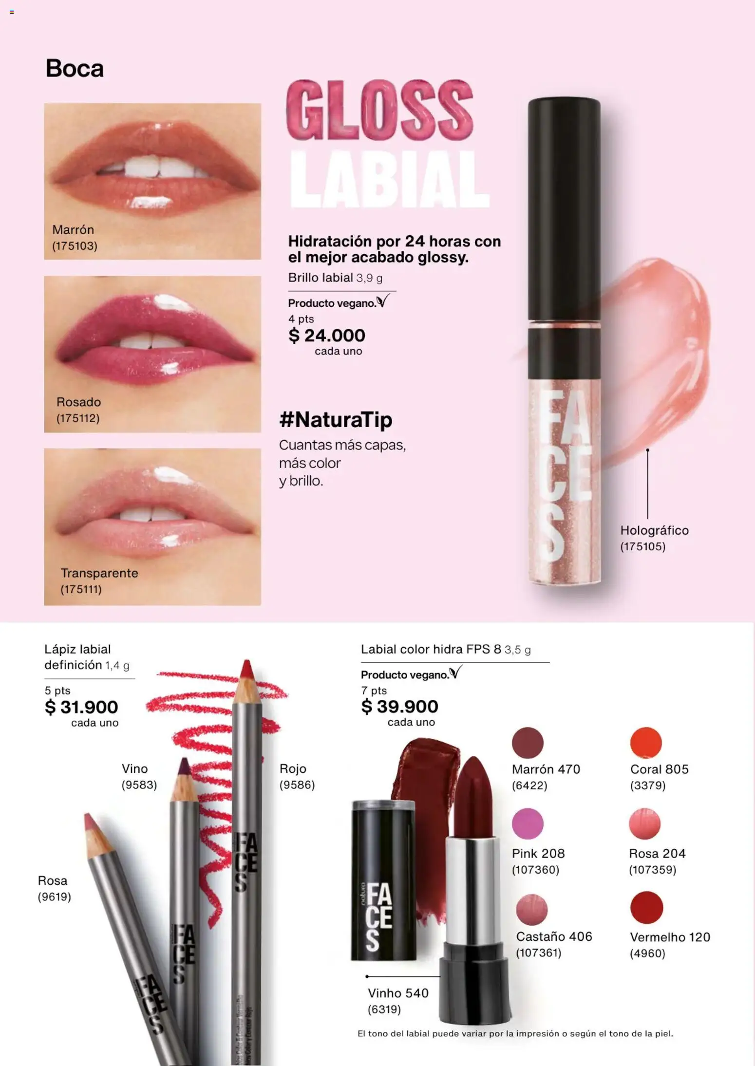 Natura revista - valida desde el 01.02.2026 | Página: 96 | Productos: Brillo, Lápiz labial, Vino