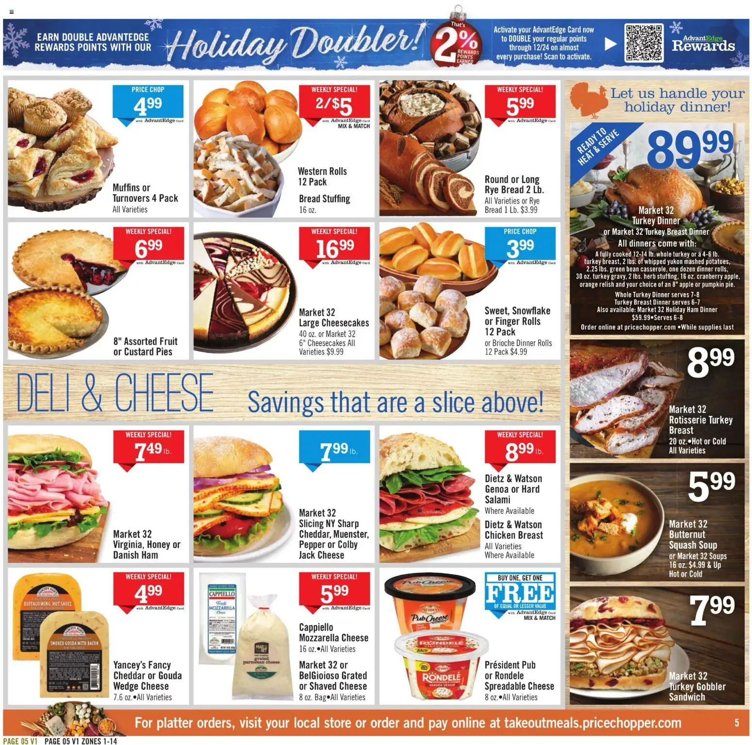 Price Chopper Weekly Ad - valid from 23.11.2025 | Page: 5 | Products: Squash, Cheese, Salami, Ham