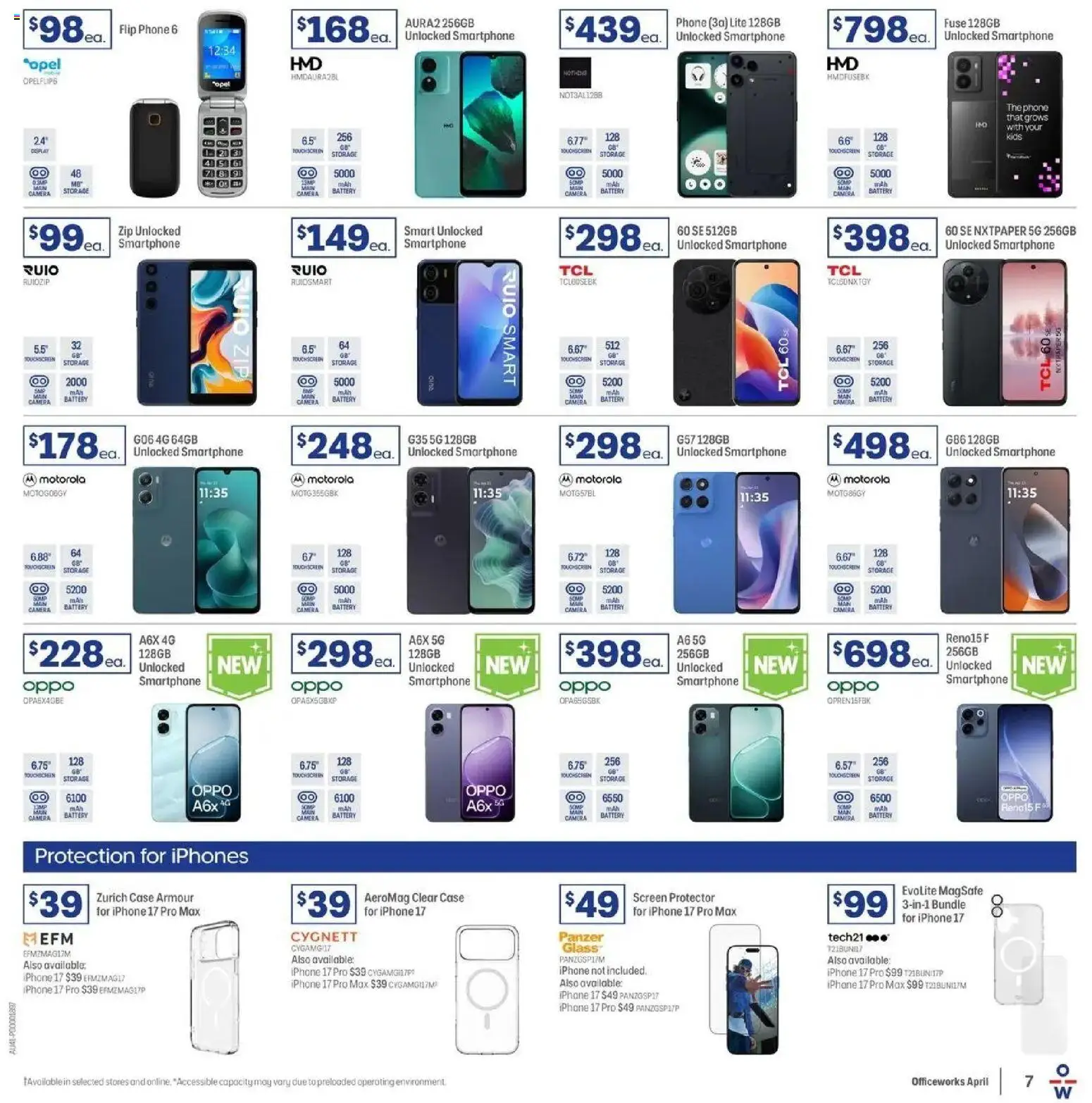 Officeworks catalogue - valid from 31.03.2026 | Page: 7 | Products: Battery, Phone, Case, Screen