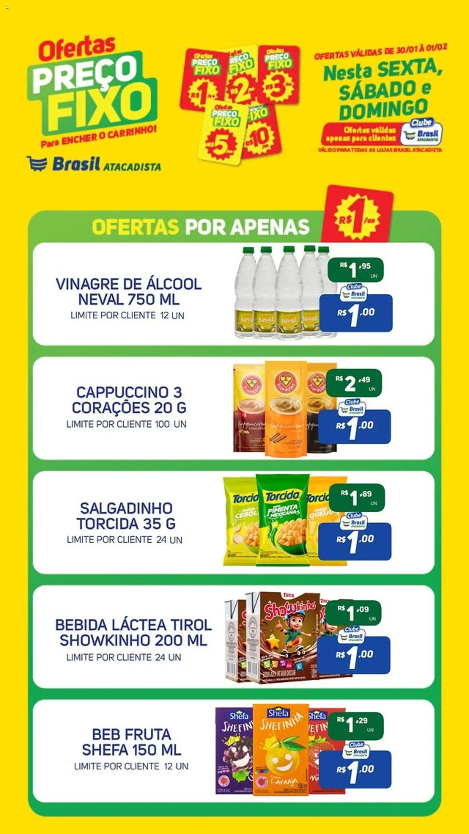 Brasil Atacadista Folheto - válido de 30.01.2026 | Página: 1 | Produtos: Pimenta, Vinagre, Carrinho, Bebida