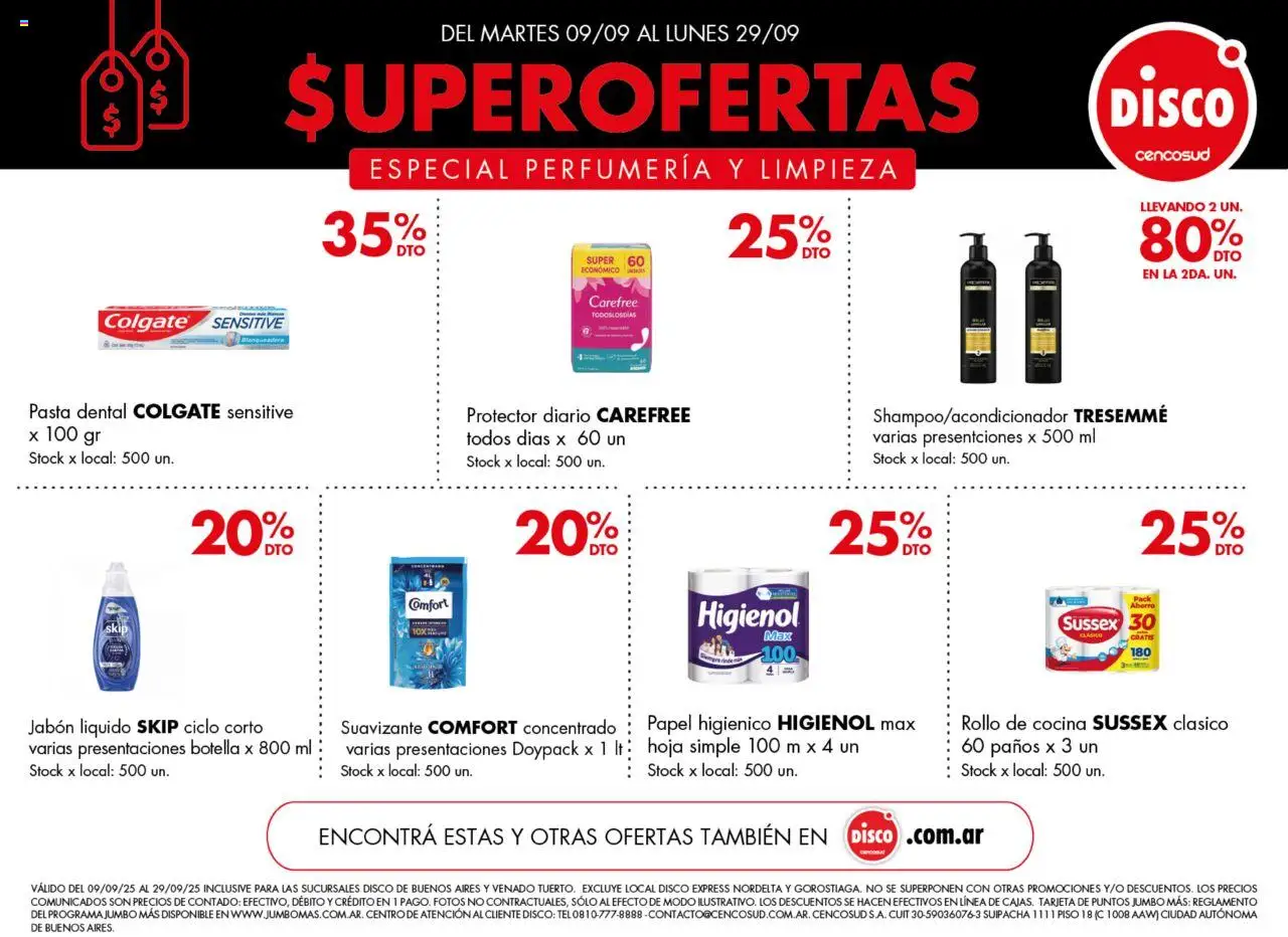 Disco - Especial Perfumería y Limpieza │ válido desde el 09.09.2025 | Página: 1 | Productos: Papel higiénico, Cocina, Jabón, Pasta dental