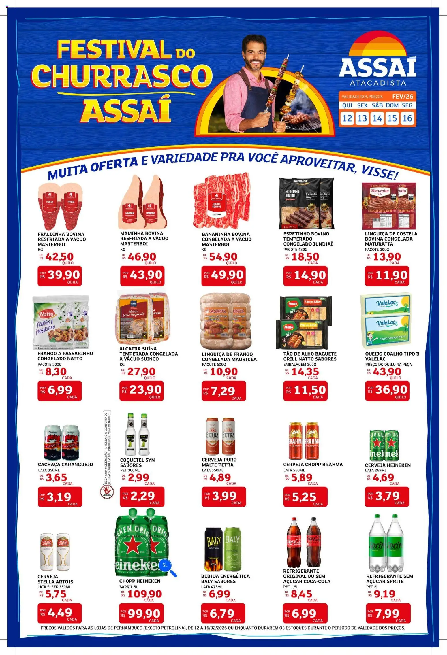 Assaí Atacadista Folheto - válido de 12.02.2026 | Página: 1 | Produtos: Alho, Linguiça, Queijo, Queijo coalho