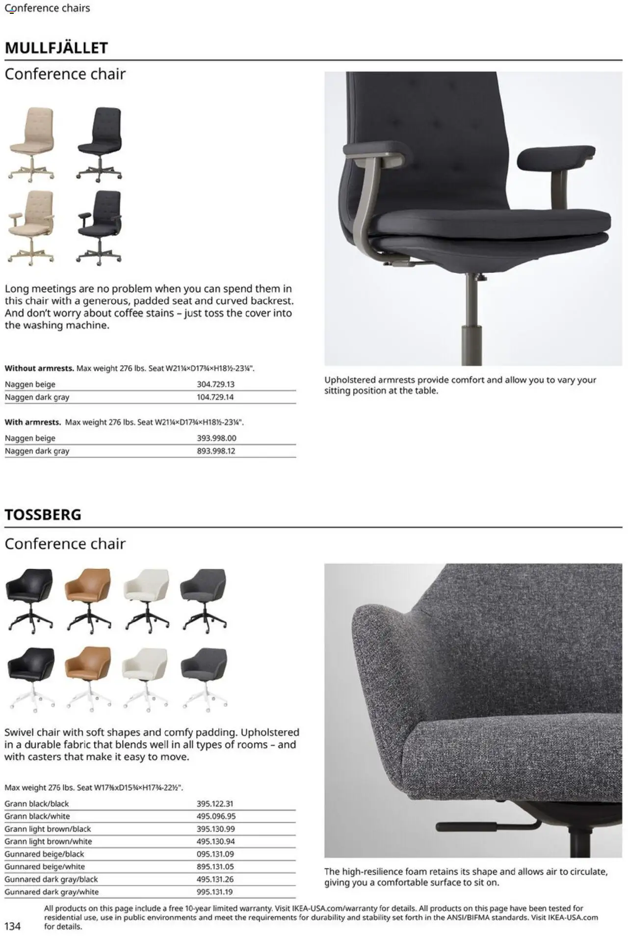IKEA Office Brochure 2025 - valid from 01.03.2025 | Page: 134 | Products: Chair, Swivel, Coffee, Weight