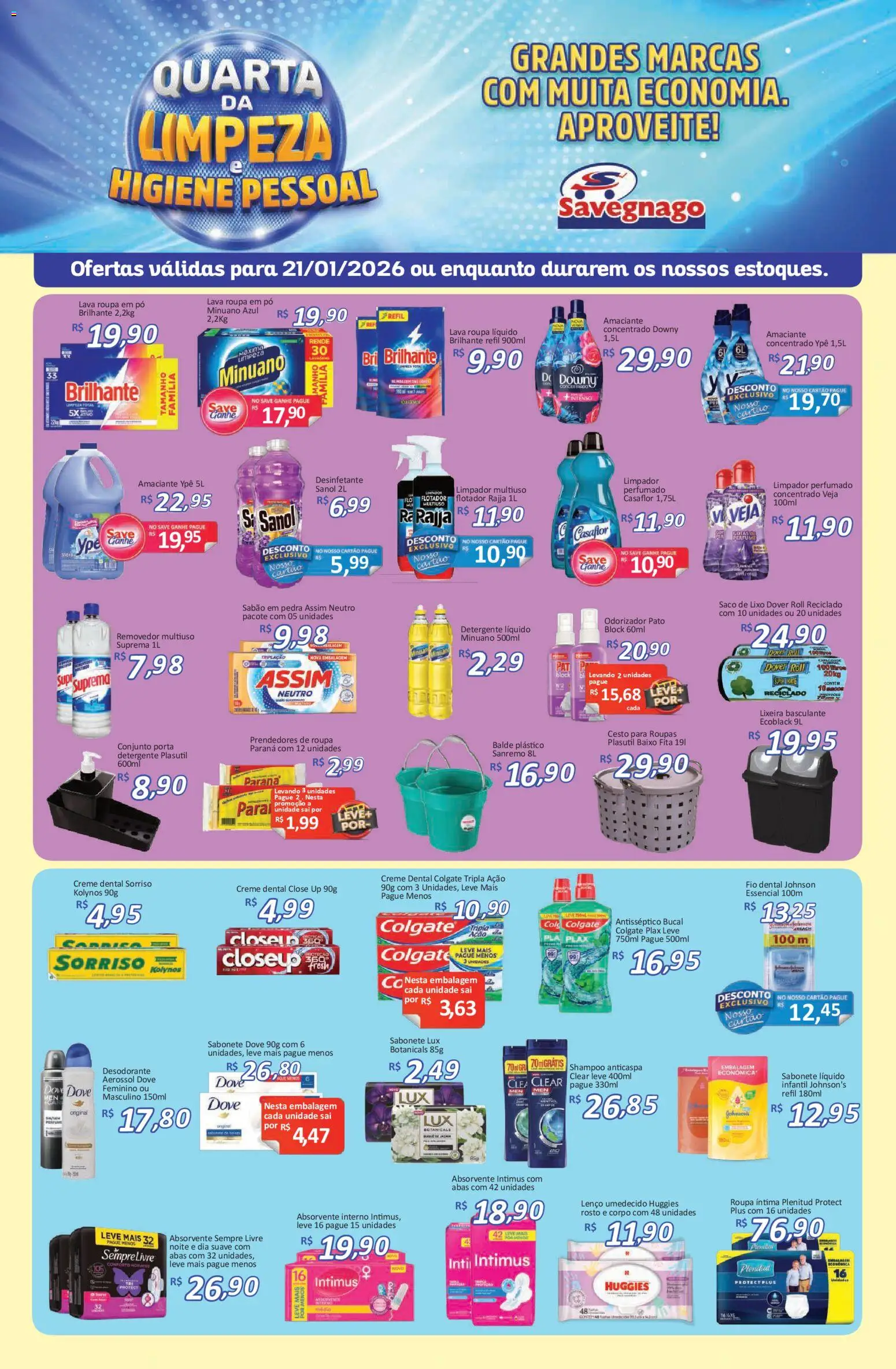 Savegnago Folheto - válido de 21.01.2026 | Página: 1 | Produtos: Sabão, Porta, Sabonete, Absorvente interno