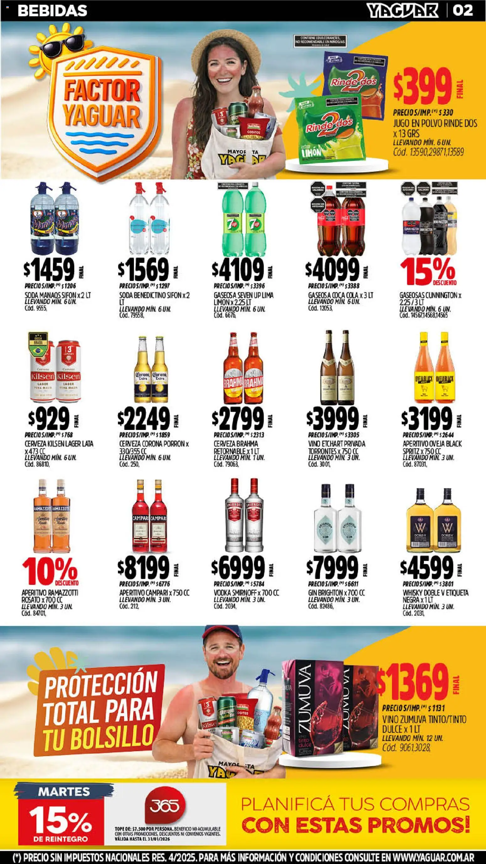 Yaguar - Oferta Semanal Misiones │ válido desde el 19.01.2026 | Página: 2 | Productos: Soda, Lima, Vino, Cerveza