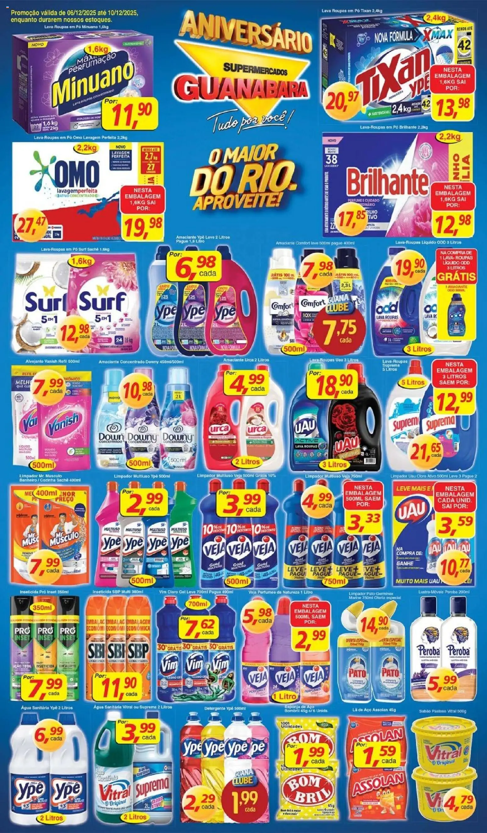 Supermercados Guanabara Folheto - válido de 06.12.2025 | Página: 12 | Produtos: Sabão, Esponja de aço, Amaciante, Água sanitária