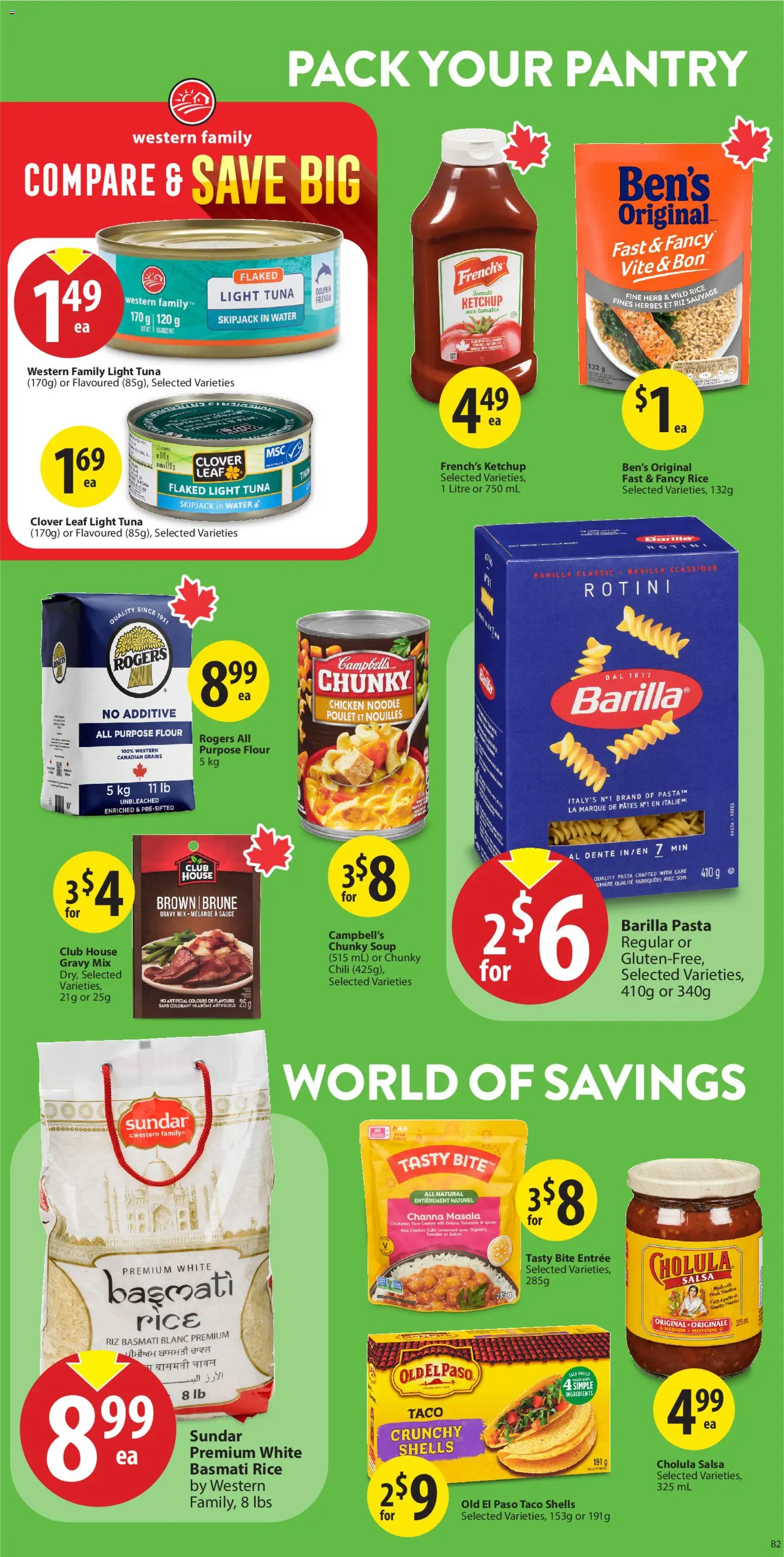 Save on foods flyer valid from 01.01.2026 | Page: 14 | Products: Rice, Pasta, Ketchup, Chicken