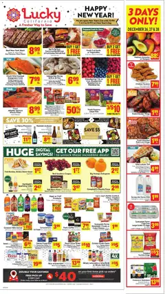 Preview of Lucky Supermarkets weekly ads valid from 26.12.2025 | Page: 1 | Products: Cider, Cream, Vegetables, Sauce
