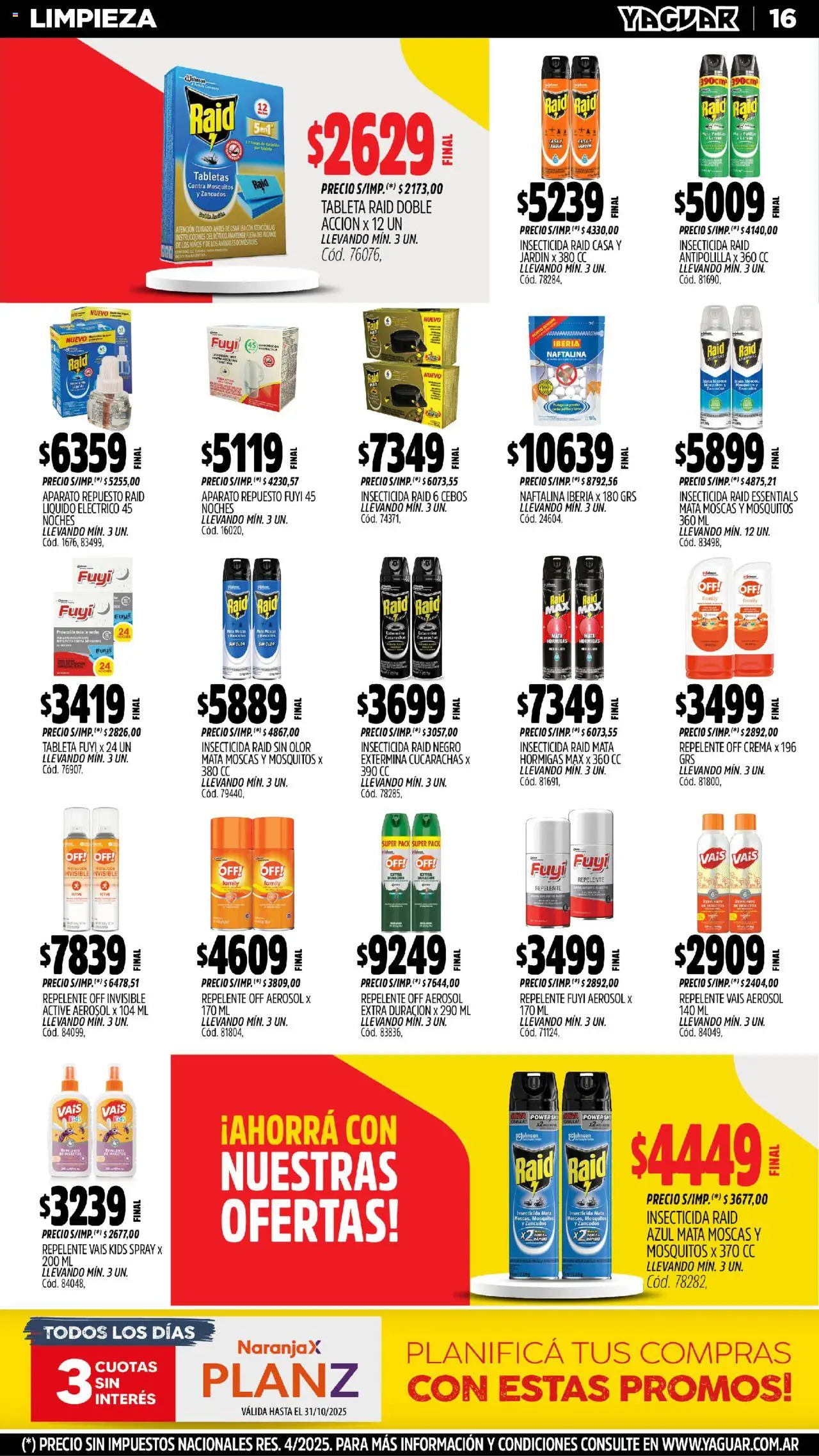 Yaguar - Chaco │ válido desde el 20.10.2025 | Página: 15 | Productos: Mata moscas, Repelente, Insecticida, Crema