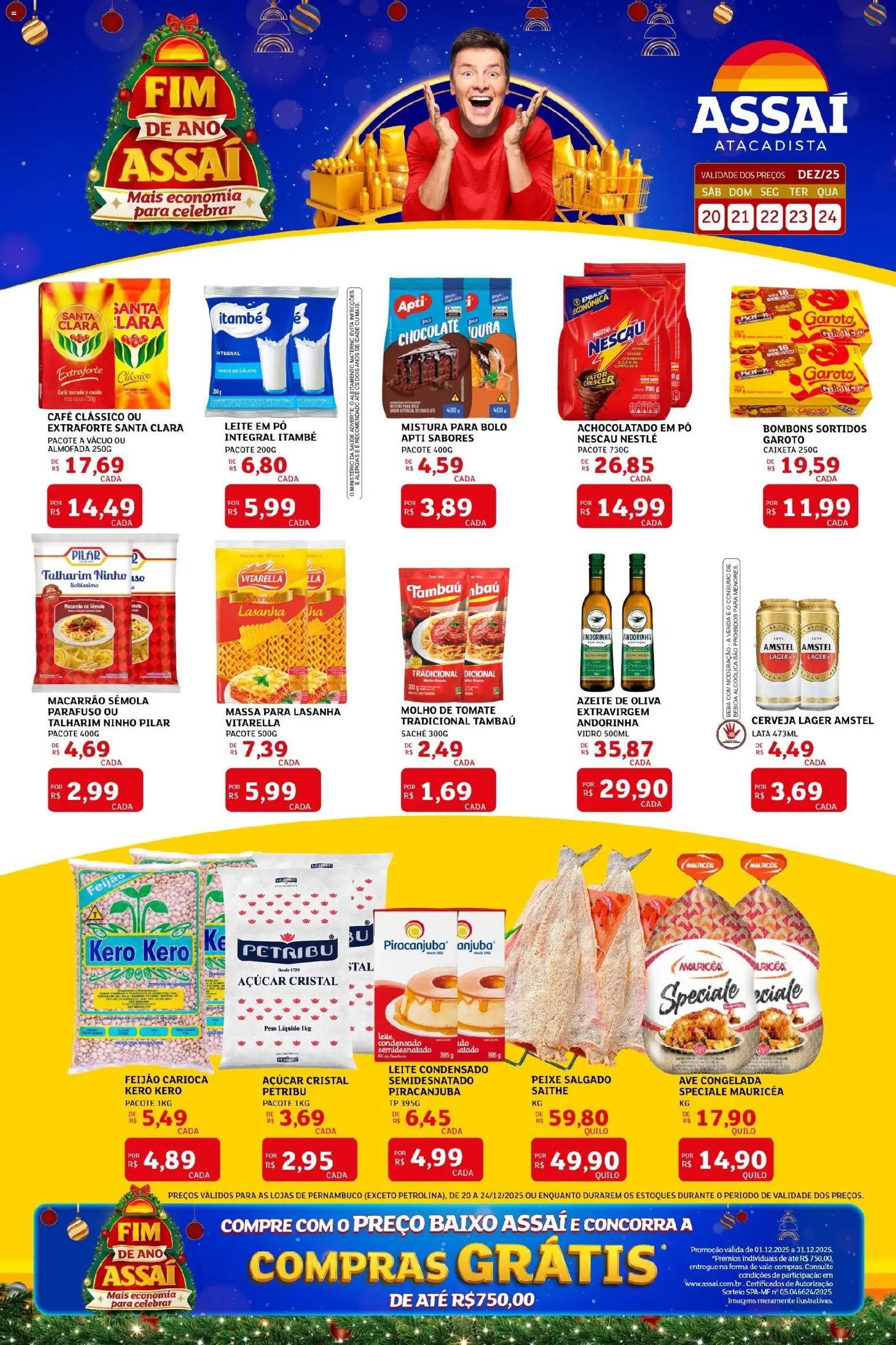Assaí Atacadista Folheto - válido de 20.12.2025 | Página: 1 | Produtos: Talharim, Macarrão, Azeite, Leite em pó