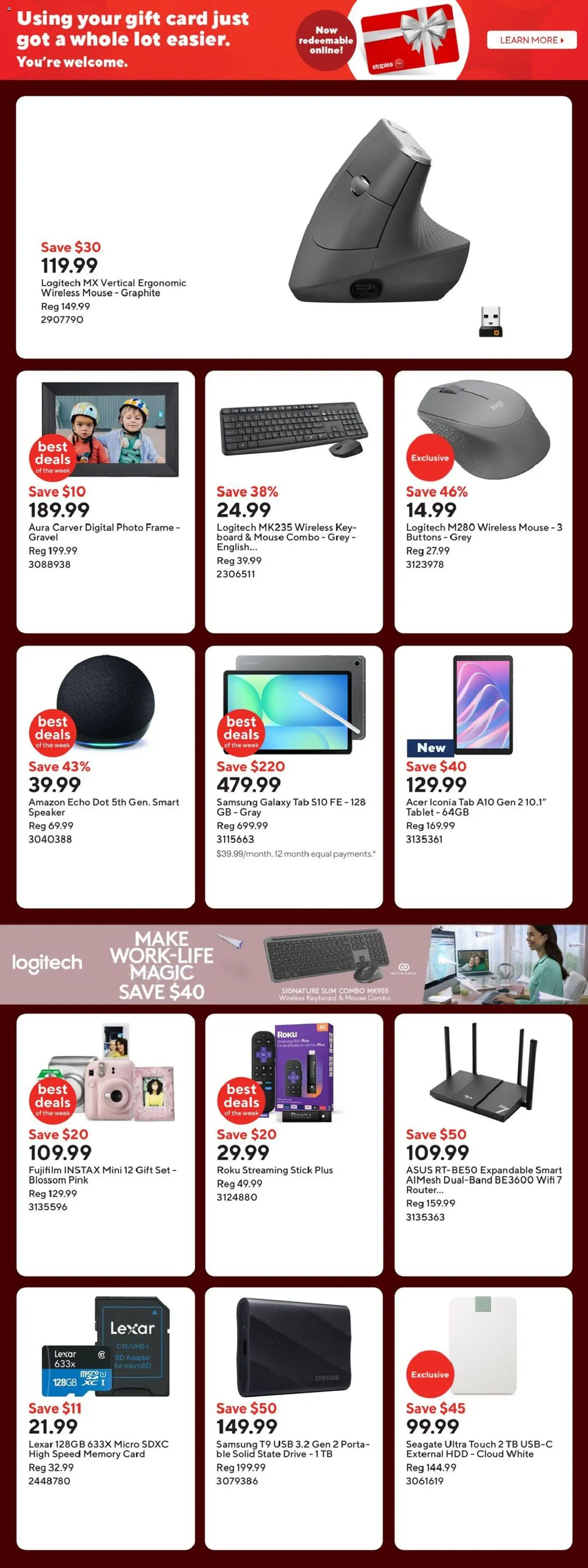 Staples flyer valid from 25.12.2025 | Page: 8 | Products: Tablet, Keyboard, Memory card, Speaker