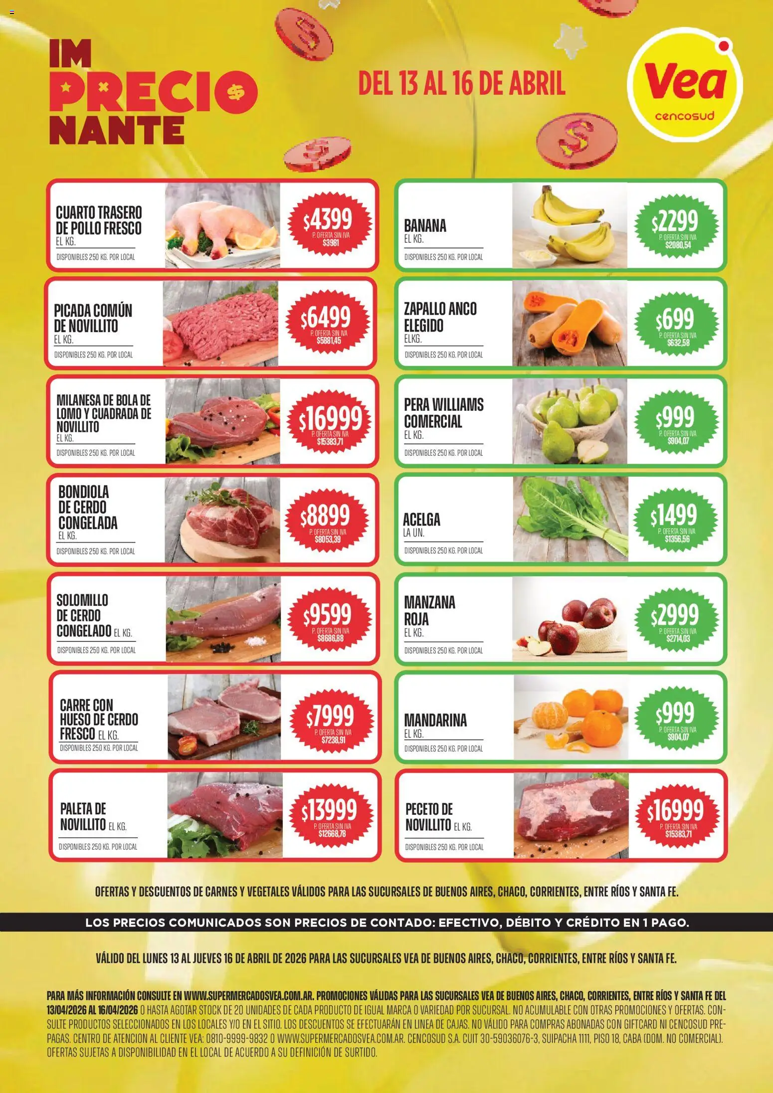 Vea - Oferta Semanal  │ válido desde el 13.04.2026 | Página: 1 | Productos: Pollo, Banana, Acelga, Zapallo