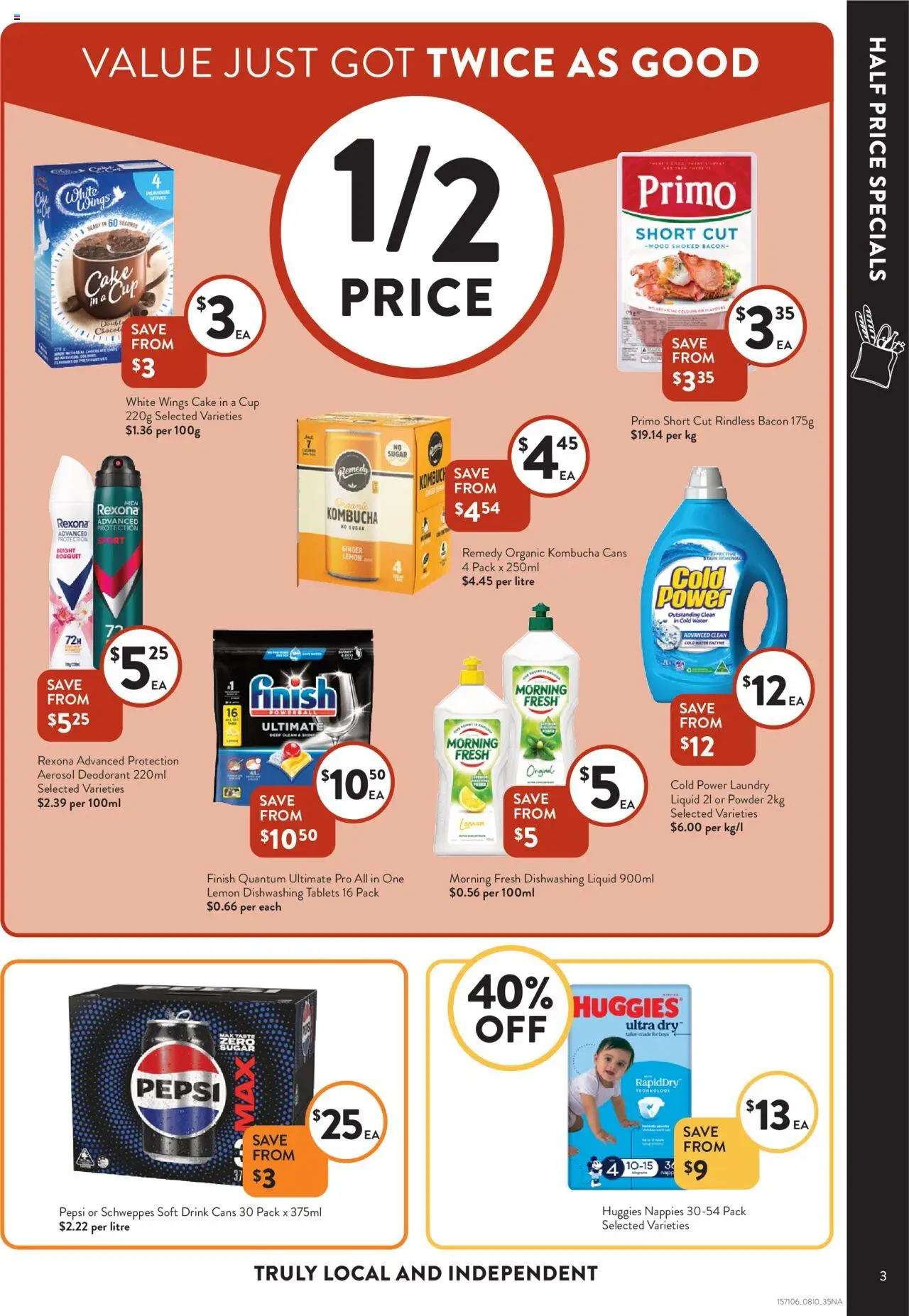 Foodworks catalogue - valid from 08.10.2025 | Page: 3 | Products: Powder, Deodorant, Pepsi, Tablets
