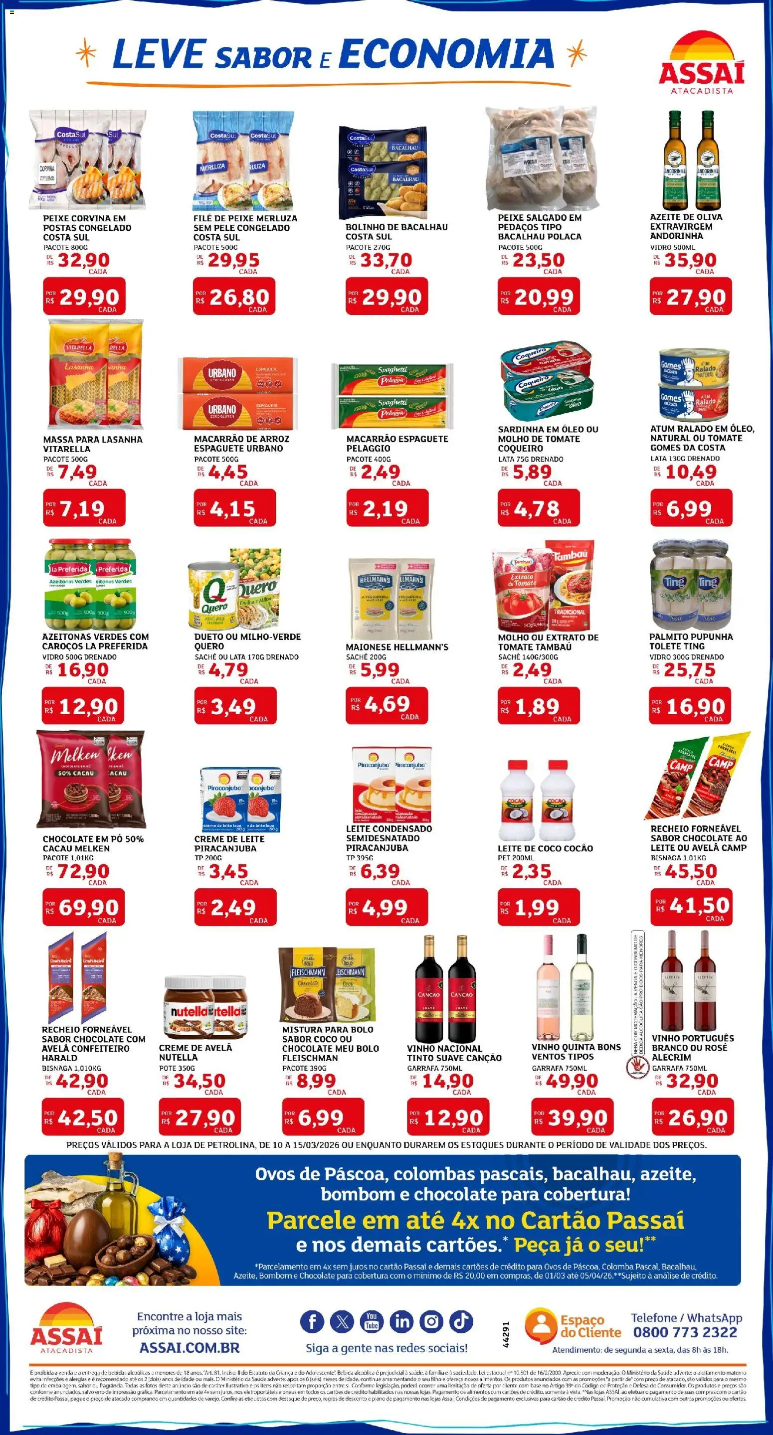 Assaí Atacadista Folheto - válido de 10.03.2026 | Página: 2 | Produtos: Azeitonas, Leite, Macarrão, Mistura para bolo