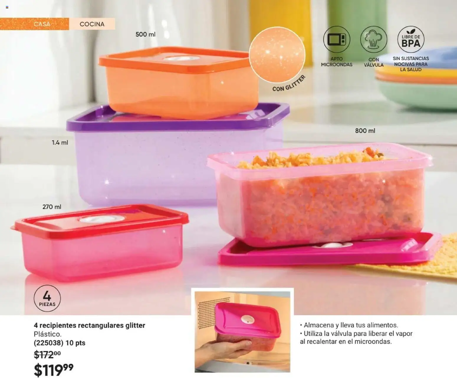 Nuevas ofertas de AVON válidas en toda la República Mexicana desde el 08.05.2026. ¡Encuentra las mejores ofertas en AVON Casa & Estilo 8 2026! | Página: 80 | Productos: Glitter, Microondas, Cocina, Válvula