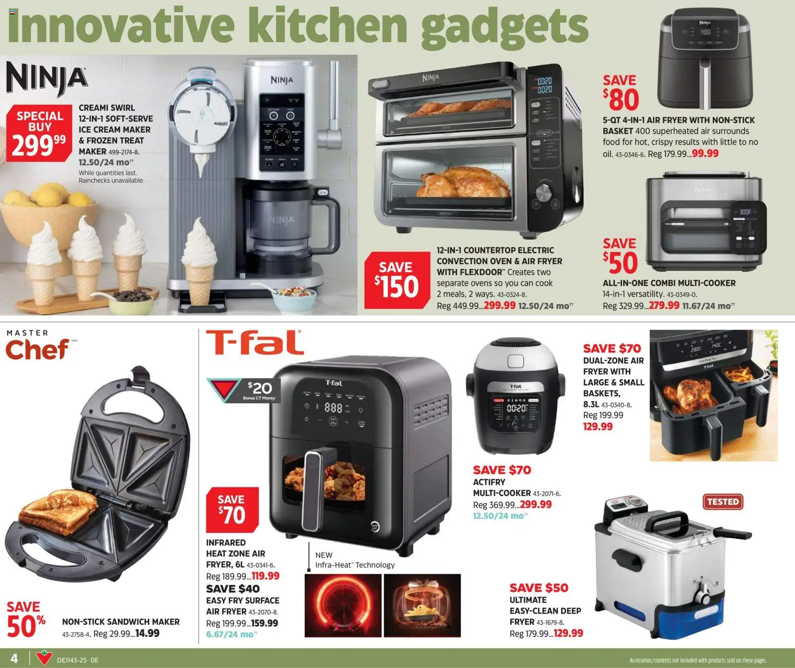 Canadian Tire flyer valid from 16.10.2025 | Page: 4 | Products: Ice cream, Sandwich maker, Fryer, Basket