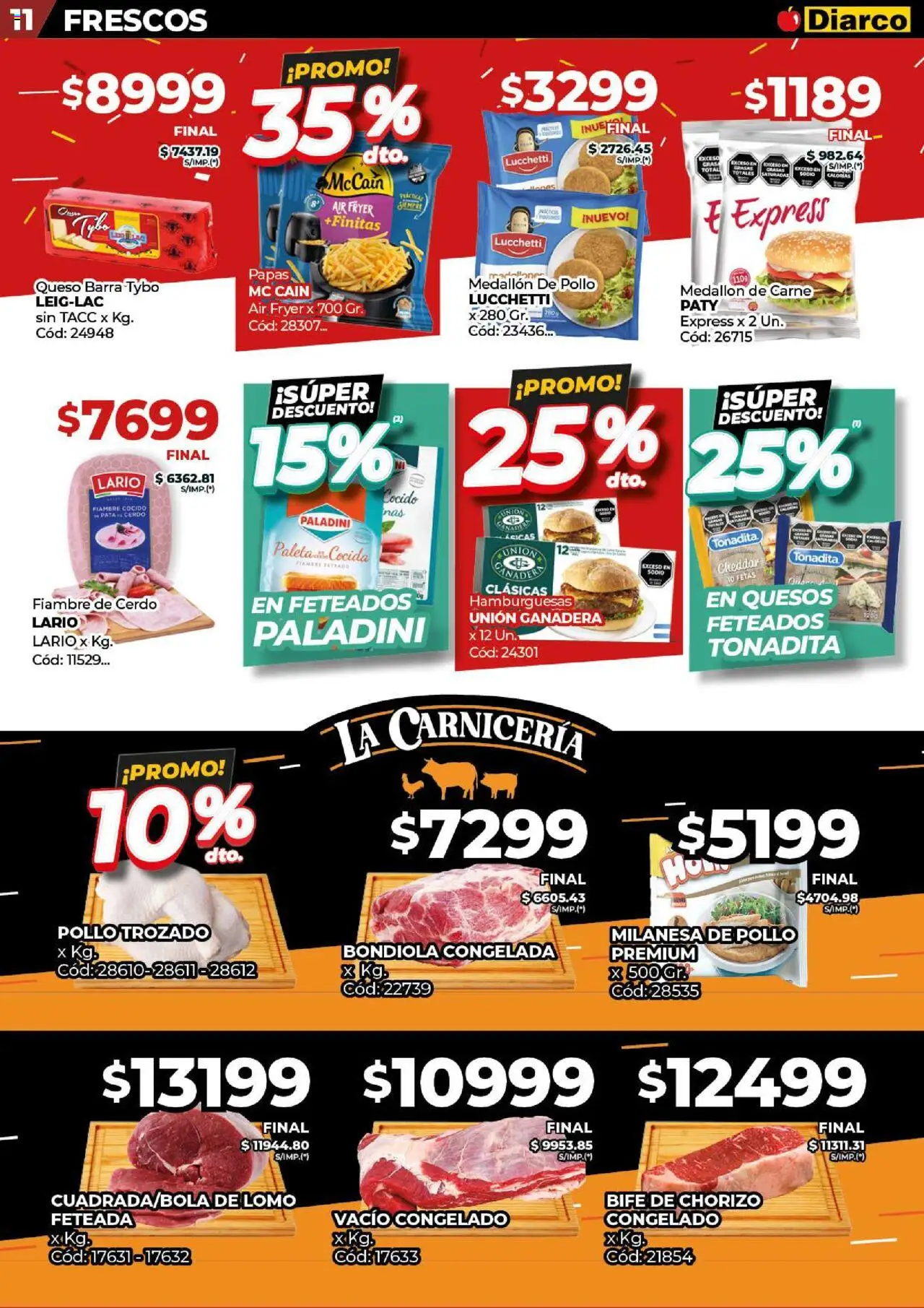 Diarco - Ofertas GBA │ válido desde el 08.09.2025 | Página: 11 | Productos: Pollo, Milanesa, Queso, Chorizo