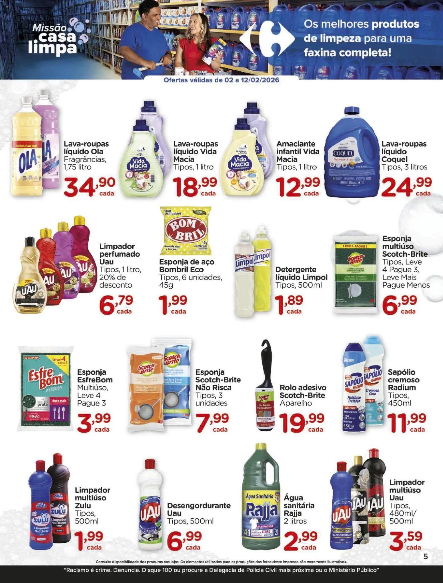 Carrefour Folheto - válido de 02.02.2026 | Página: 5 | Produtos: Limpador multiuso, Desengordurante, Amaciante, Água sanitária