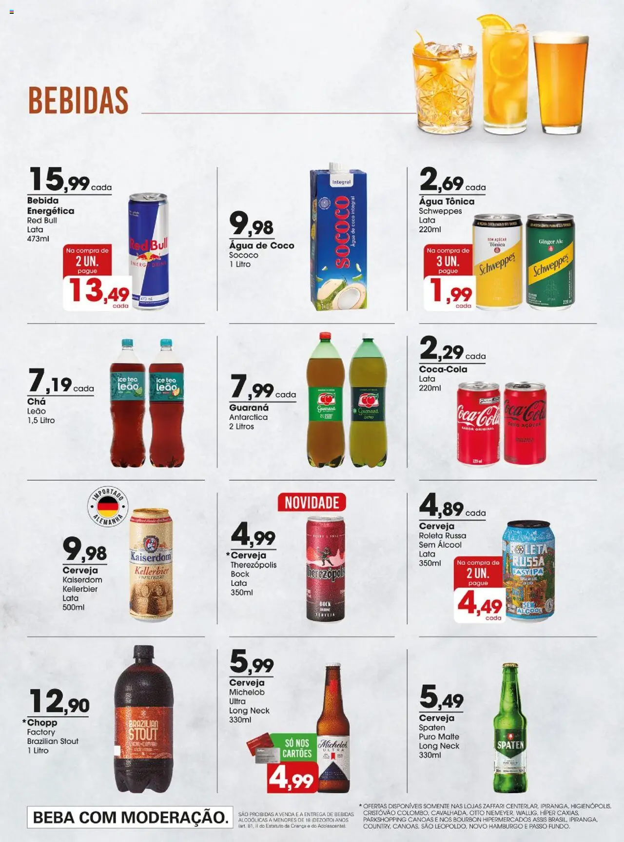 Zaffari Folheto - válido de 12.08.2025 | Página: 12 | Produtos: Água de coco, Ice tea, Cerveja, Bebida