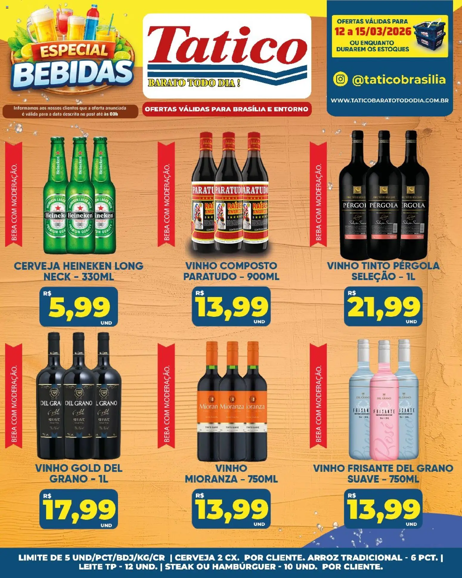Tatico Folheto - válido de 13.03.2026 | Página: 24 | Produtos: Leite, Vinho, Arroz, Hambúrguer