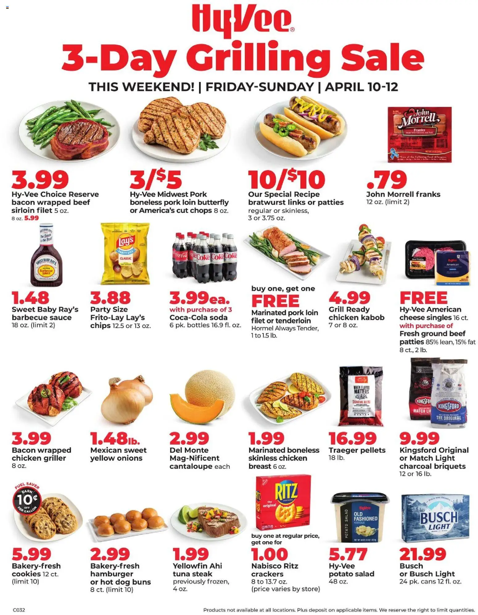 HyVee Special Sales - valid from 10.04.2026 | Page: 1 | Products: Beef, Chips, Salad, Grill
