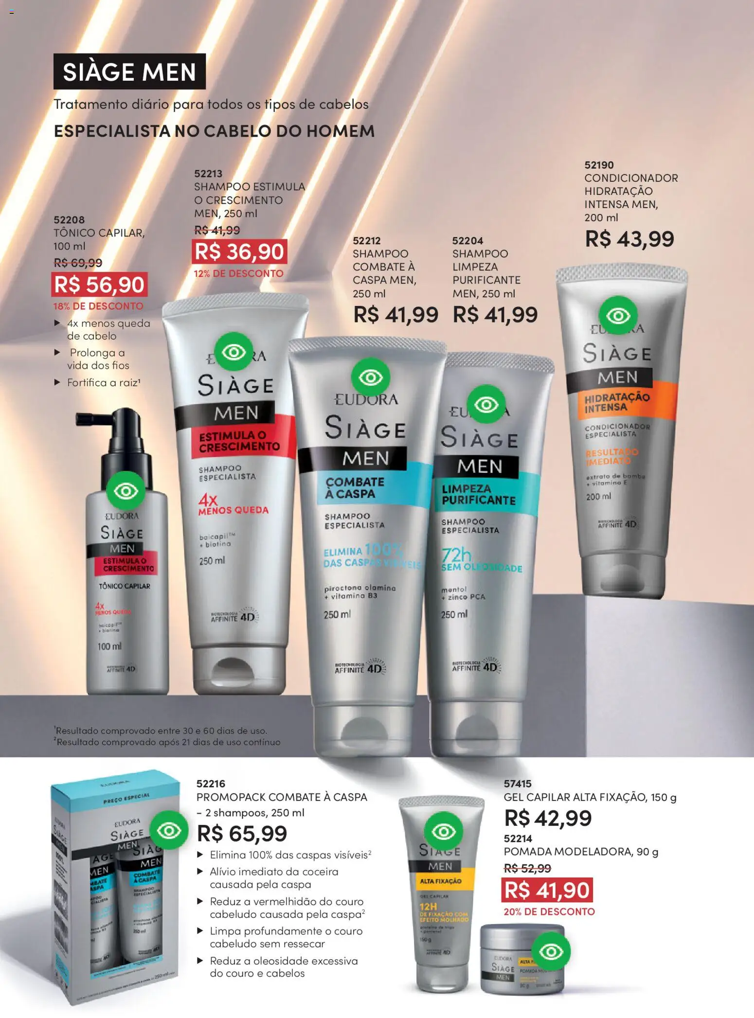 Eudora Folheto - válido de 19.02.2026 | Página: 36 | Produtos: Shampoo, Tônico, Condicionador, Pomada