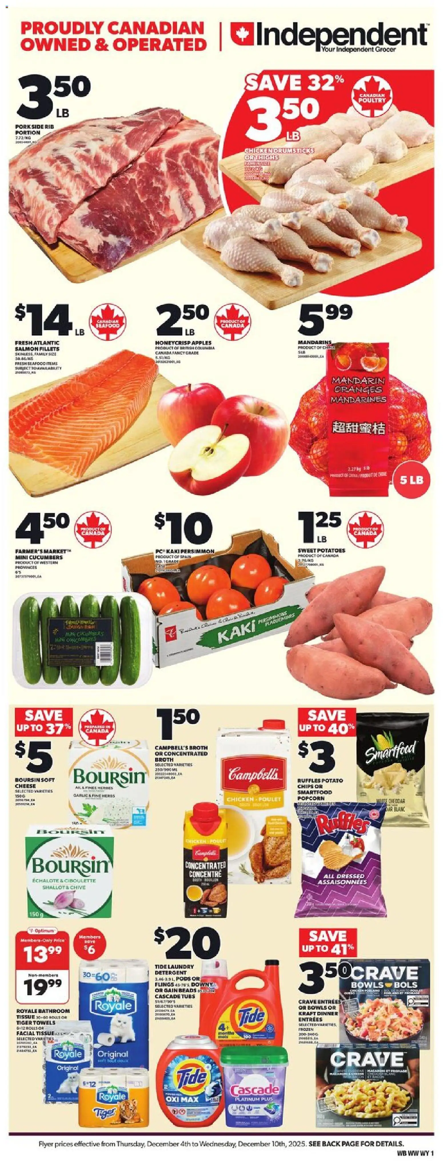 Independent Grocer flyer valid from 04.12.2025 | Page: 3 | Products: Cucumbers, Pork, Apples, Oranges