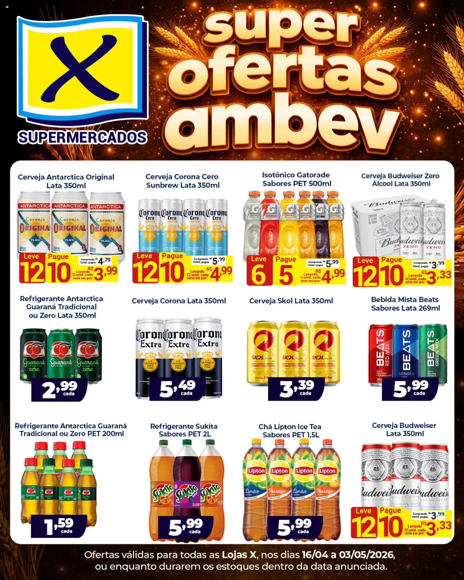 X Supermercados Folheto - válido de 16.04.2026 | Página: 1 | Produtos: Guaraná, Ice tea, Gatorade, Isotônico