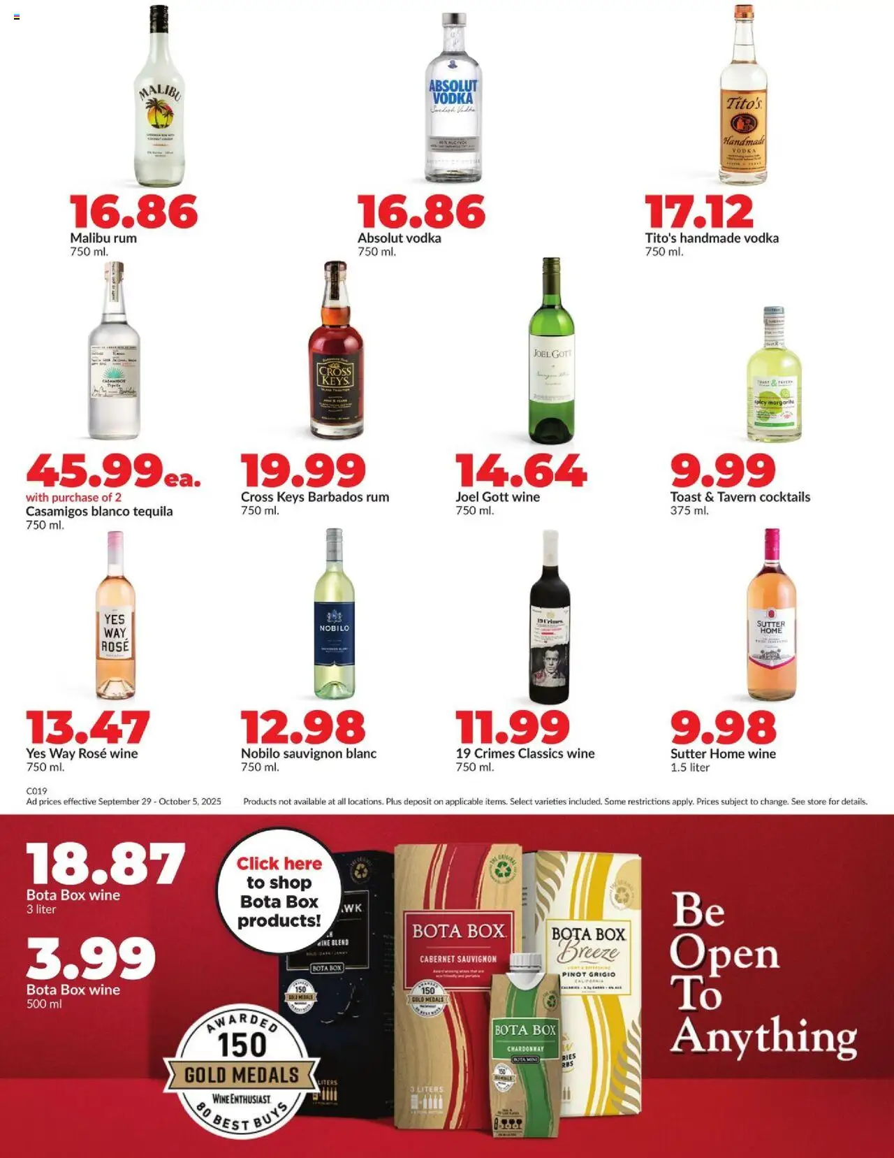 HyVee Weekly Ad - valid from 29.09.2025 | Page: 25 | Products: Box, Wine, Vodka