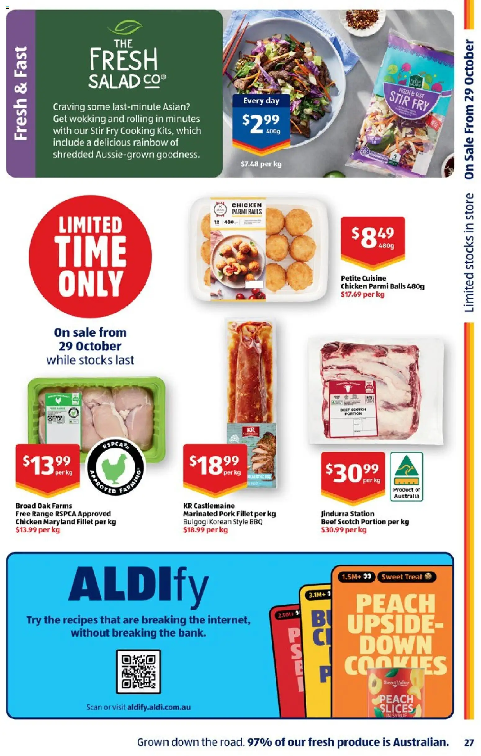 Aldi catalogue - valid from 05.11.2025 | Page: 27 | Products: Pork, Beef, Salad, Peach