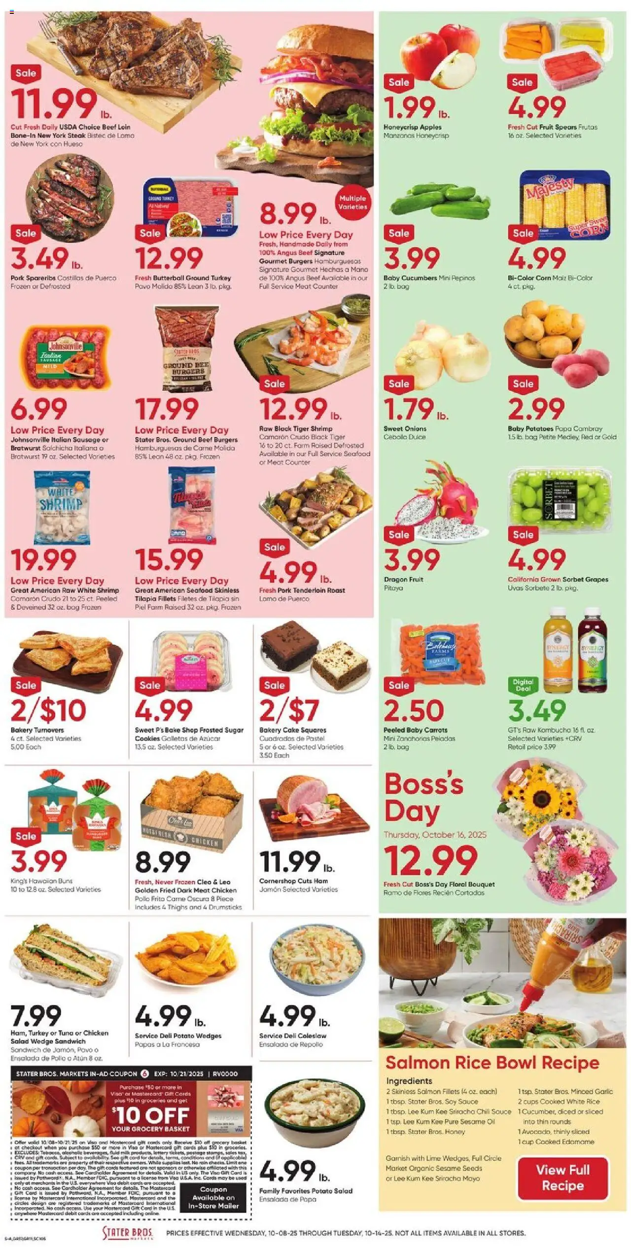 Stater Bros Weekly Ad - valid from 08.10.2025 | Page: 5 | Products: Basket, Cucumbers, Salad, Lime