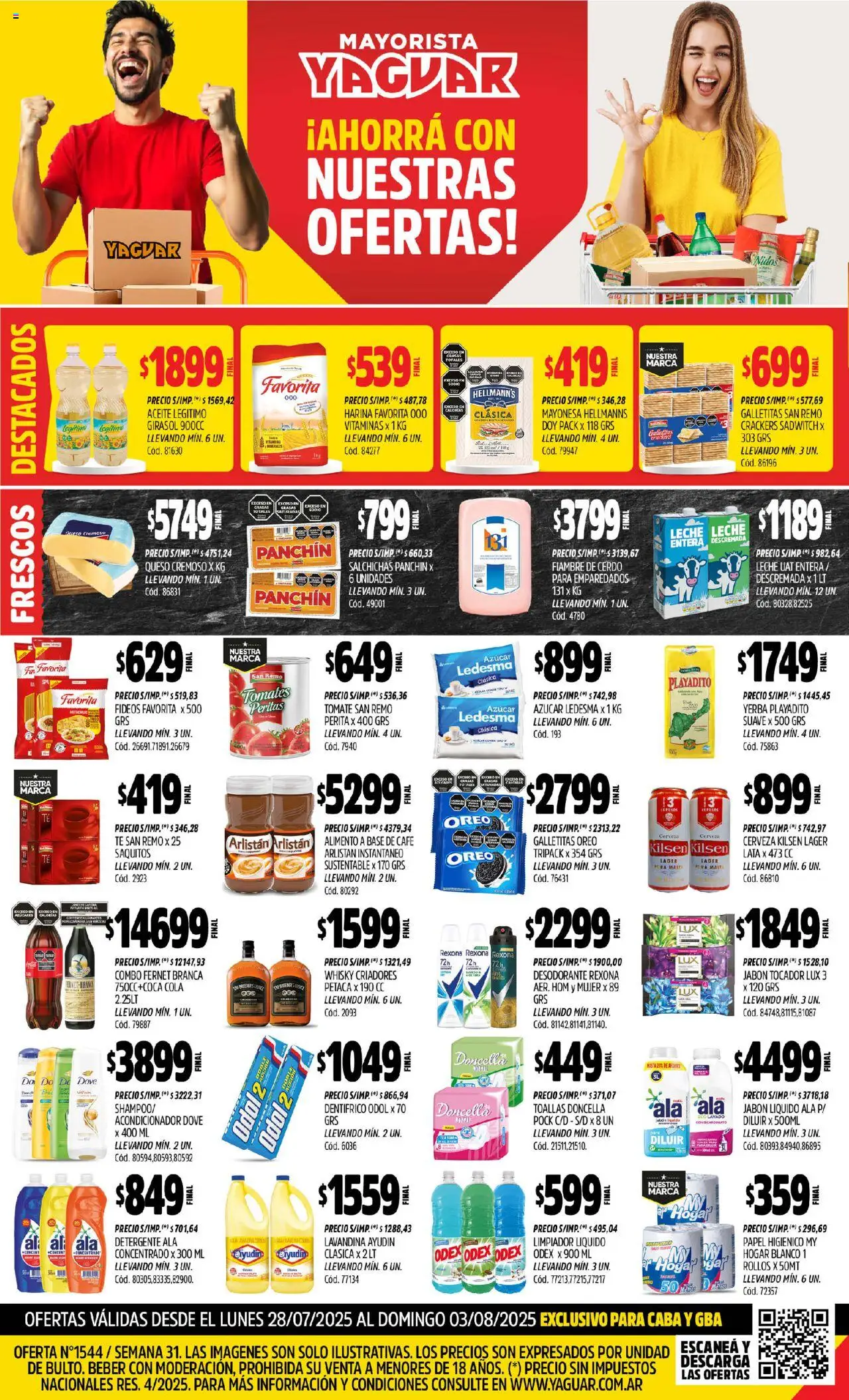 Yaguar - José C. Paz │ válido desde el 28.07.2025 | Página: 1 | Productos: Papel higiénico, Fernet, Tomates, Fideos