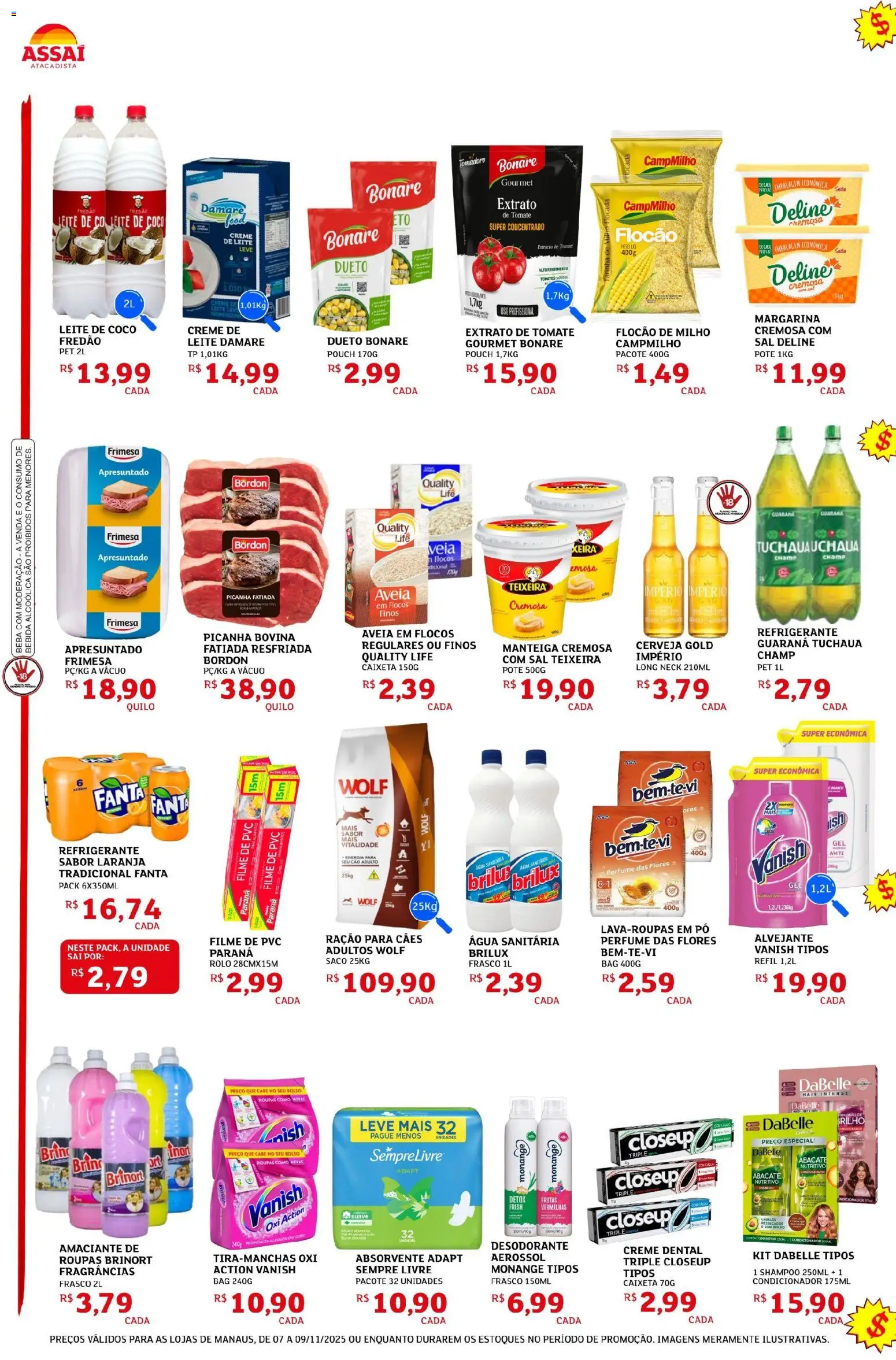 Assaí Atacadista Folheto - válido de 07.11.2025 | Página: 2 | Produtos: Guaraná, Flocos, Aveia, Água sanitária