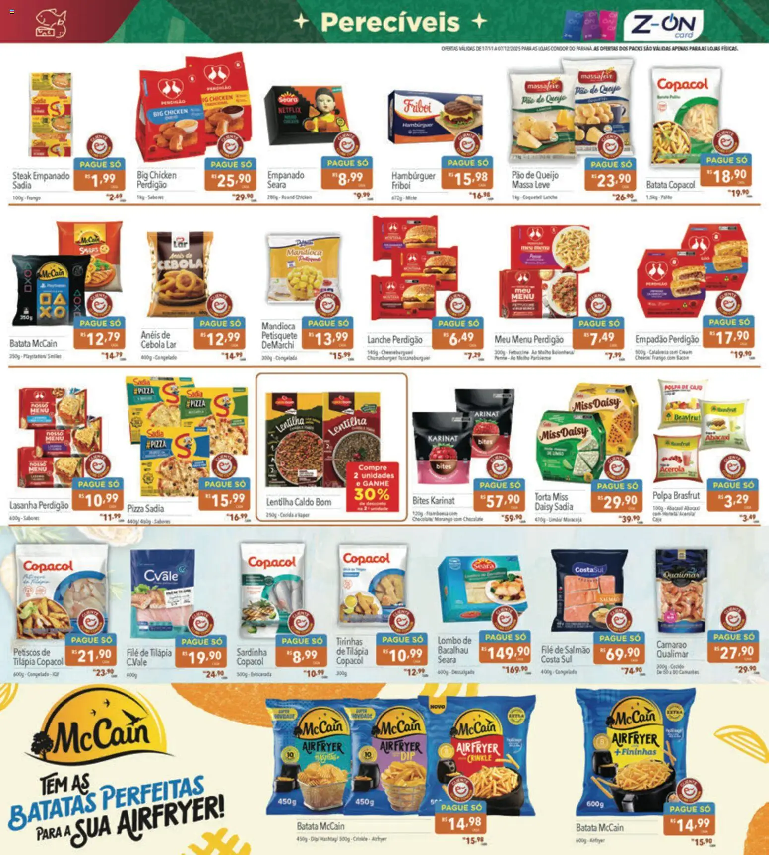 Supermercados Condor Folheto - válido de 17.11.2025 | Página: 16 | Produtos: Caju, Pizza, Frango, Filé de tilápia