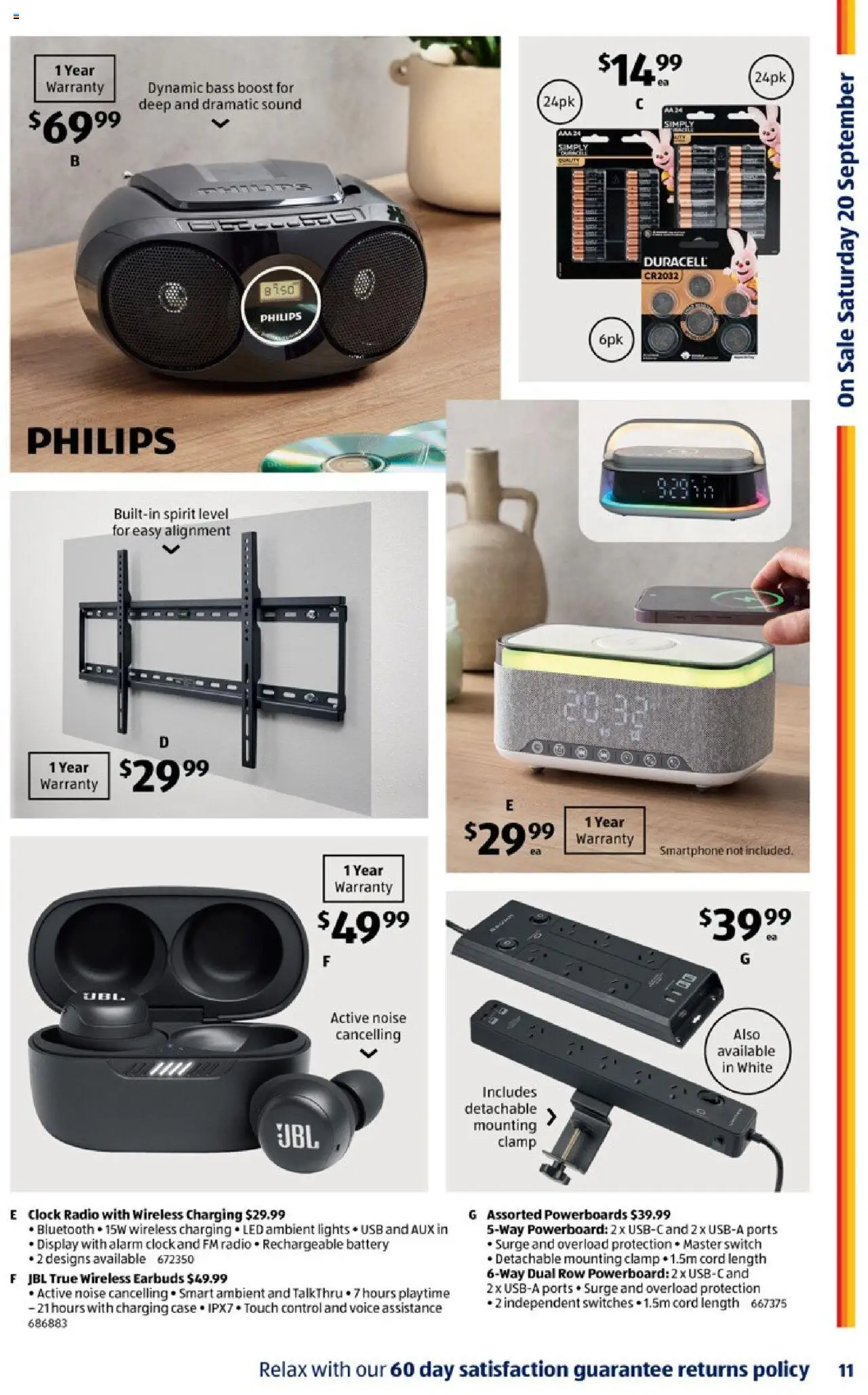 Aldi catalogue - valid from 17.09.2025 | Page: 11 | Products: Battery, Clock, Smartphone, Radio