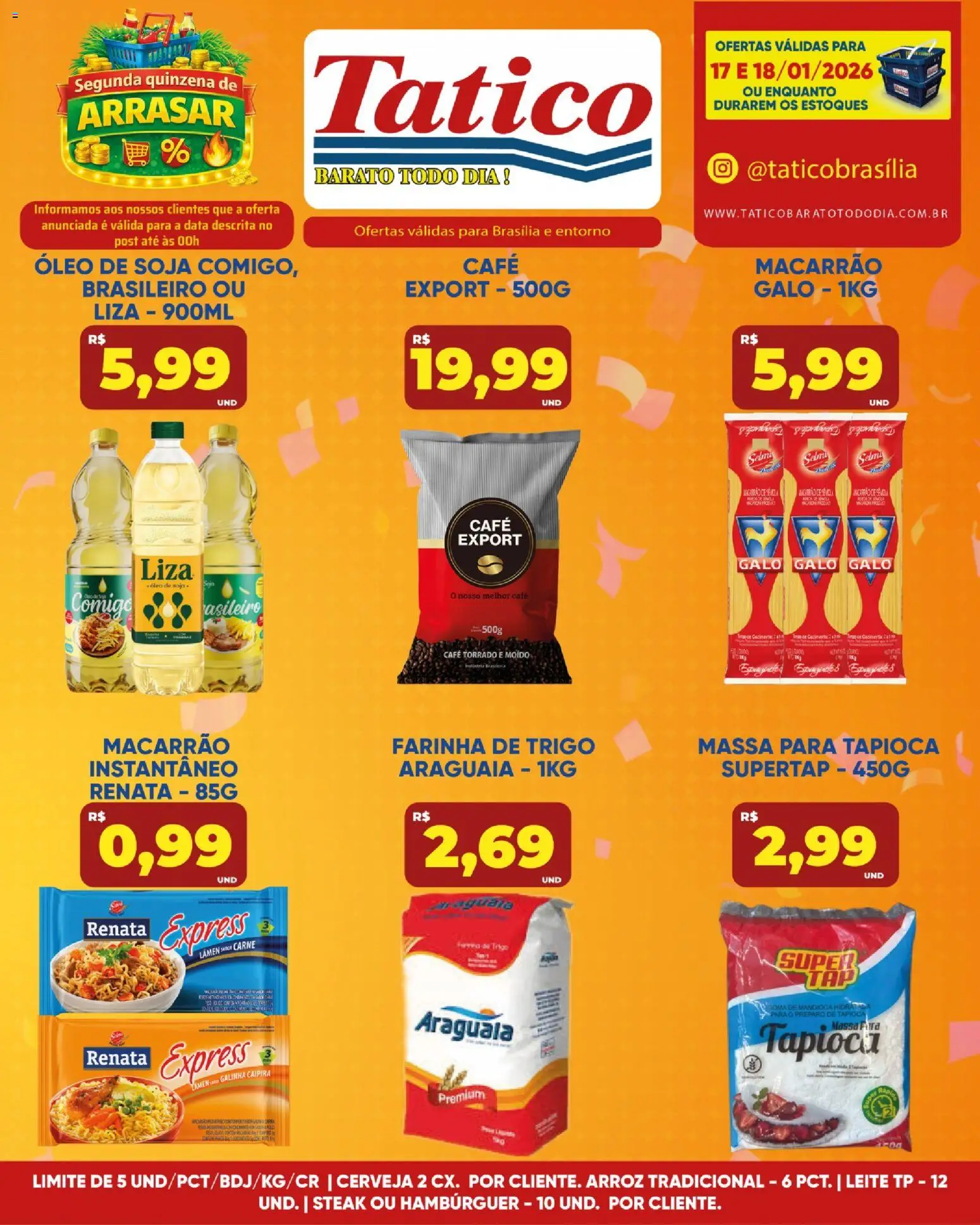 Tatico Folheto - válido de 17.01.2026 | Página: 3 | Produtos: Mandioca, Café, Carne, Massa