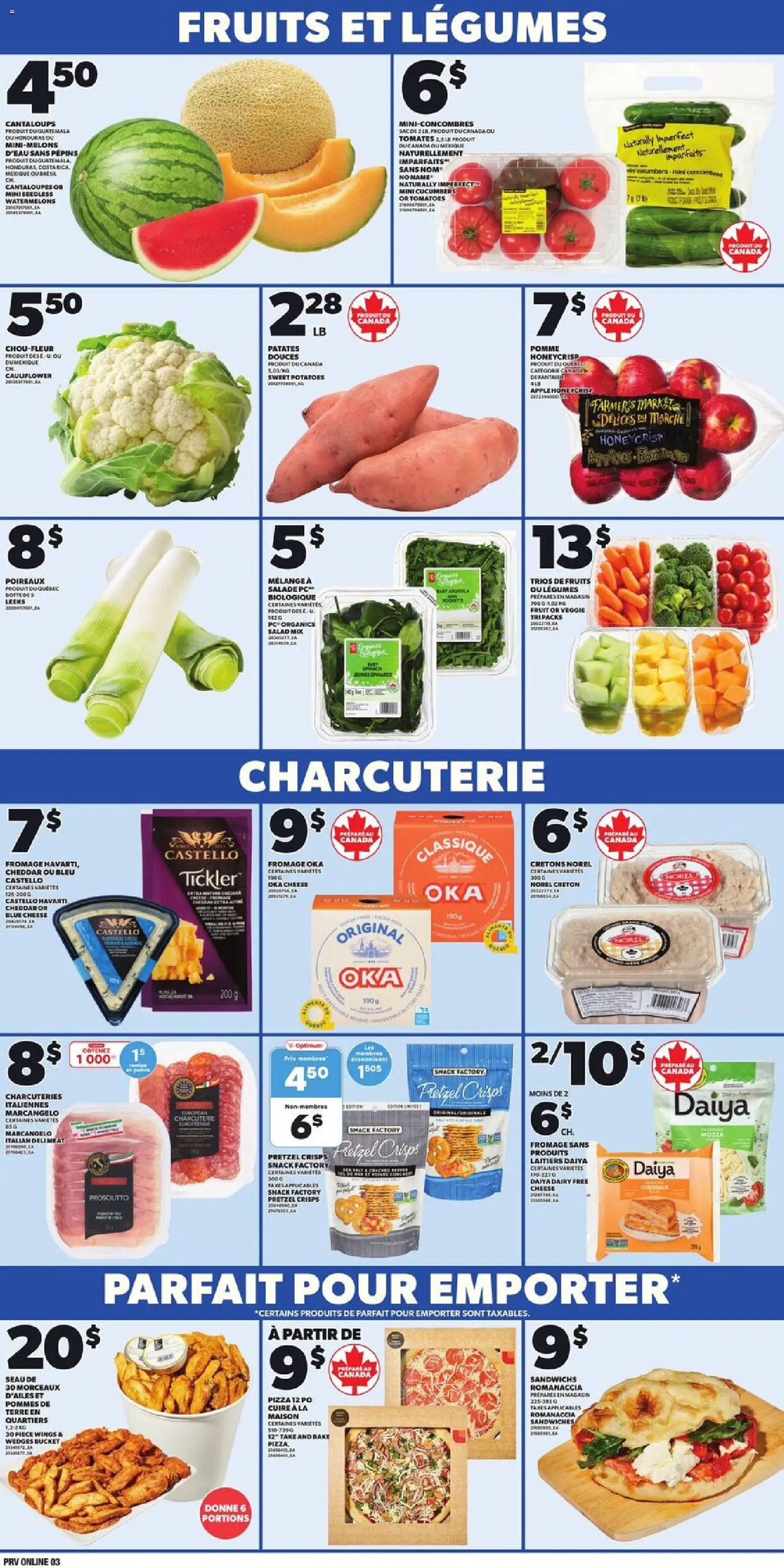 Provigo flyer valid from 08.01.2026 | Page: 3 | Products: Cucumbers, Salad, PC, Pizza