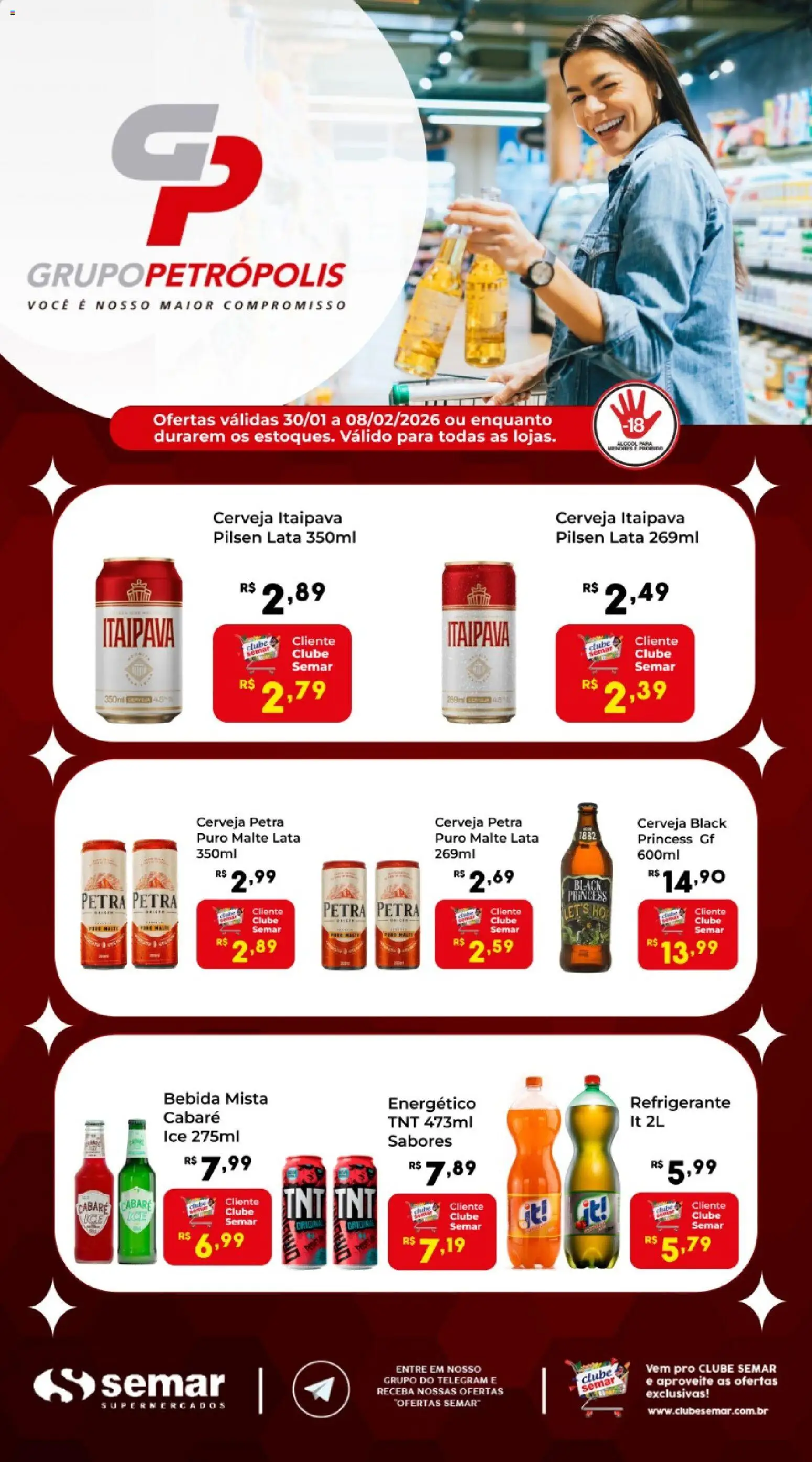 Semar Supermercado Folheto - válido de 30.01.2026 | Página: 1 | Produtos: Energético, Cerveja, Bebida, Refrigerante