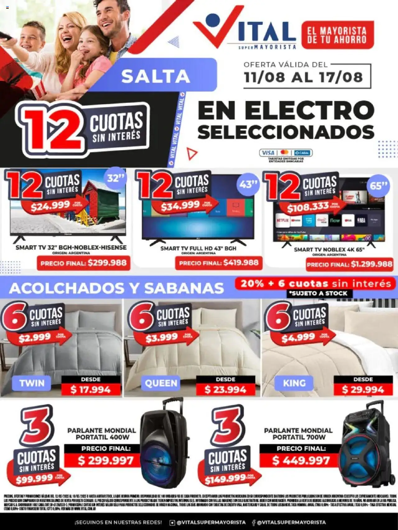 Vital - Ofertas nonfood - Salta │ válido desde el 10.08.2025 | Página: 1 | Productos: Sabanas, Parlante