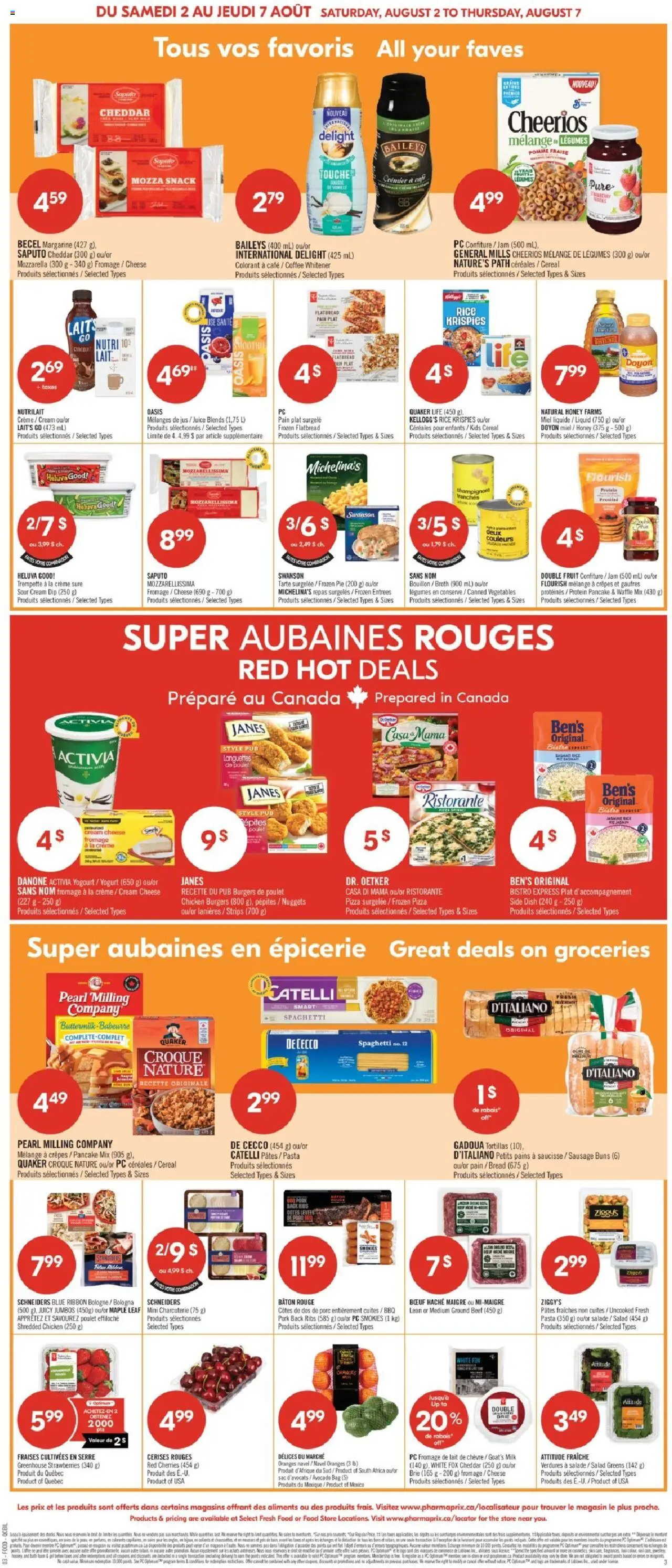 Pharmaprix flyer valid from 02.08.2025 | Page: 5 | Products: Bag, Milk, Yogurt, Juice