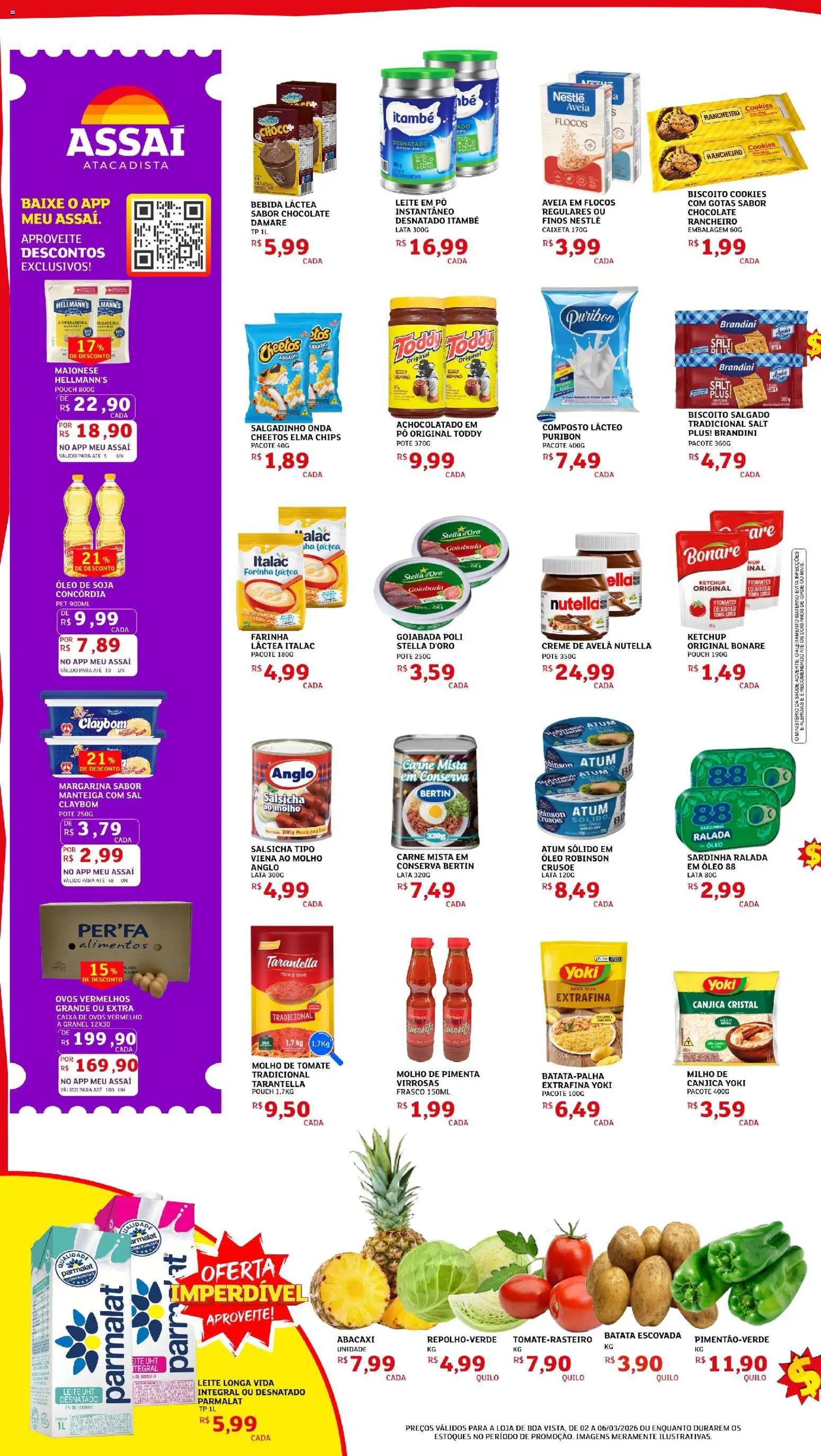 Assaí Atacadista Folheto - válido de 02.03.2026 | Página: 2 | Produtos: Molho de tomate, Chocolate, Aveia, Avelã