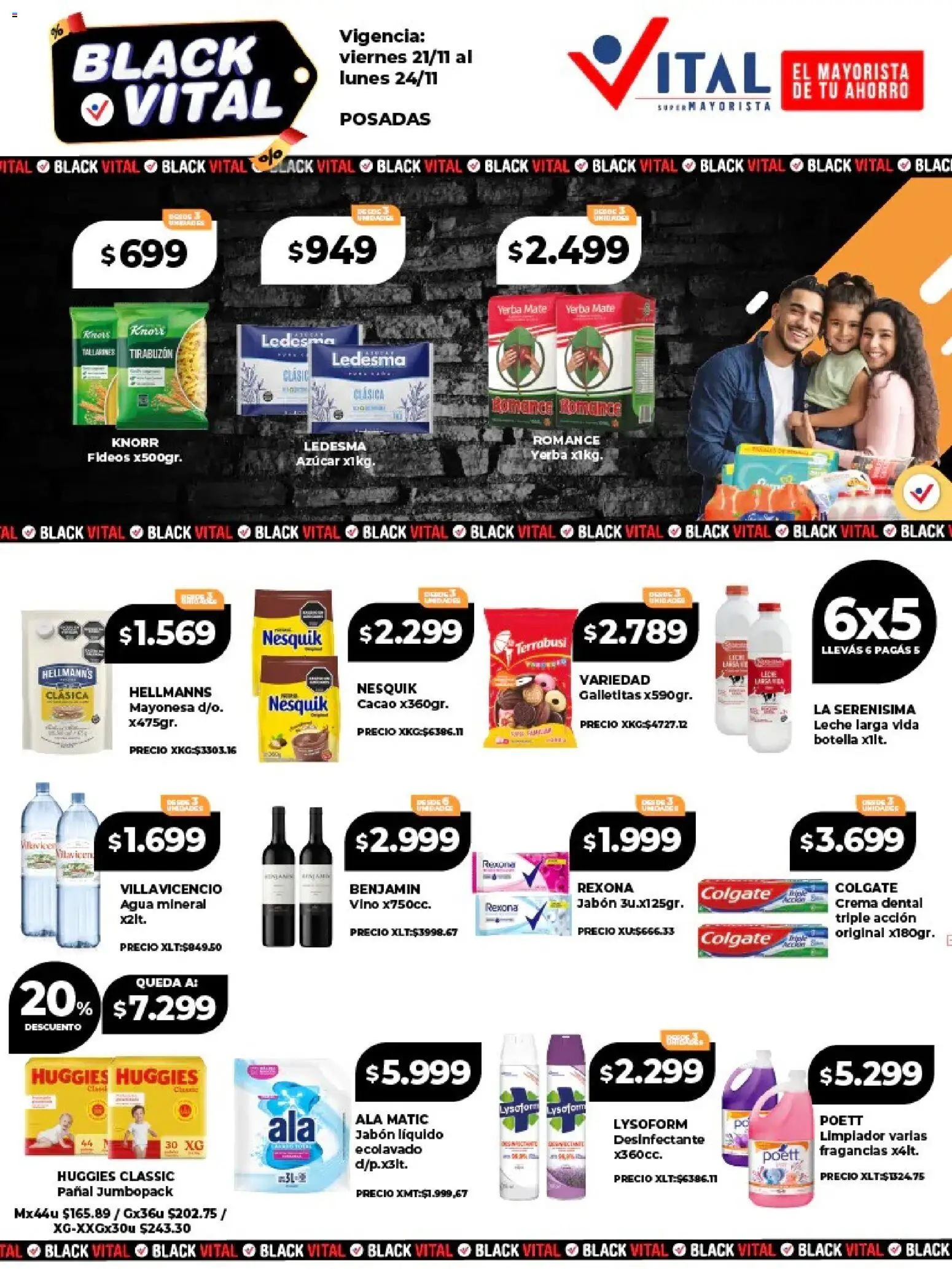 Vital - Ofertas fin - Posadas │ válido desde el 21.11.2025 | Página: 1 | Productos: Desinfectante, Azucar, Leche, Fideos