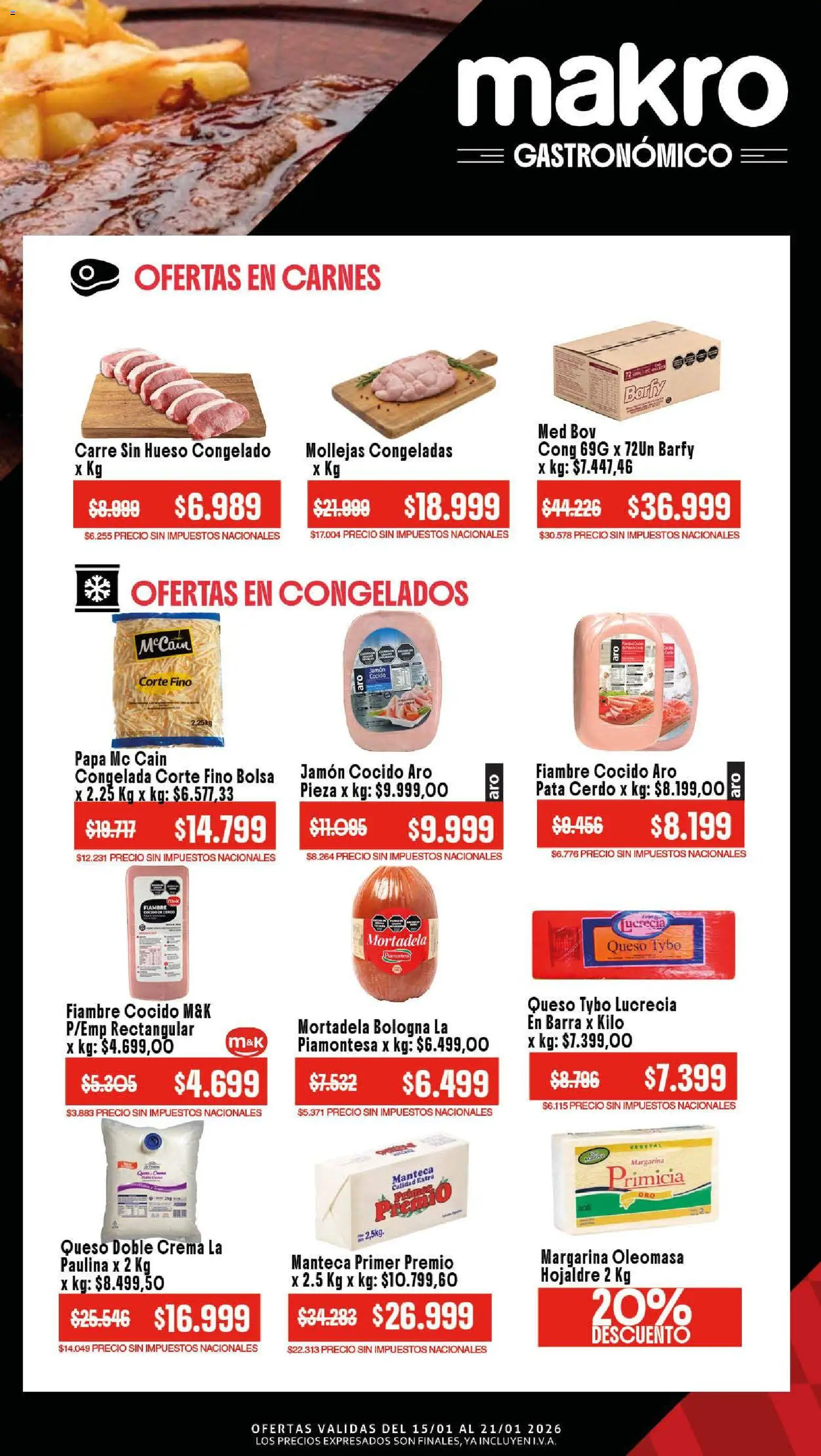 Makro ofertas │ válido desde el 15.01.2026 | Página: 2 | Productos: Mortadela, Papa, Margarina, Crema