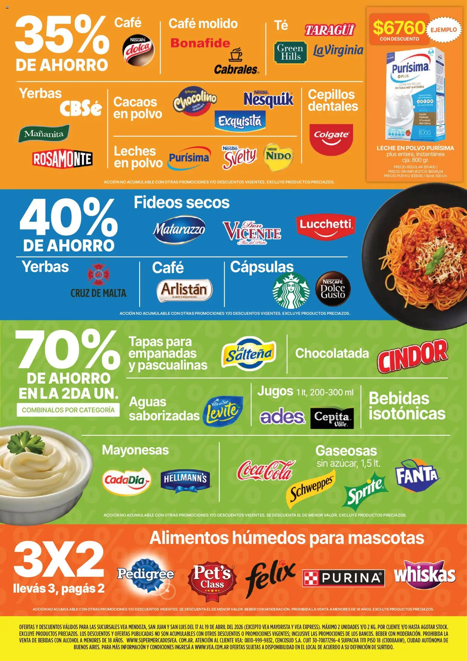 Vea - Ofertas fin de semana Cuyo │ válido desde el 17.04.2026 | Página: 5 | Productos: Leche en polvo, Polvo, Chocolatada, Fideos